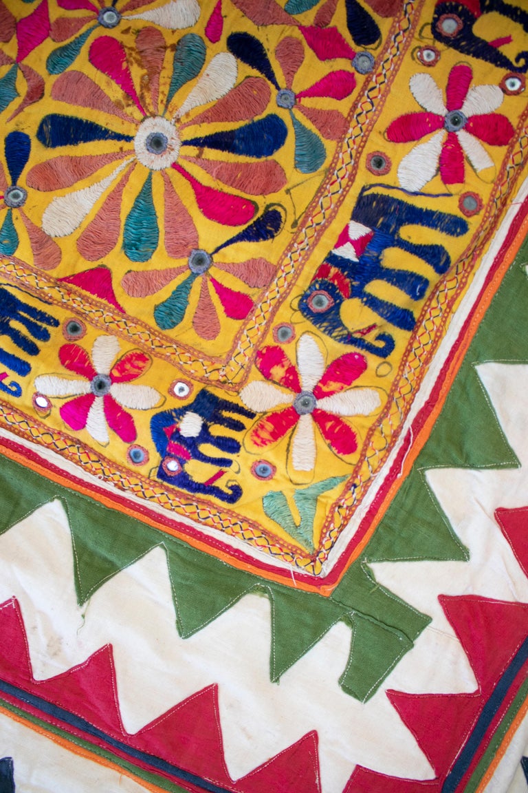 1950s Hindu Colonial Hand Sewn Tapestry with Vivid Colors at 1stDibs