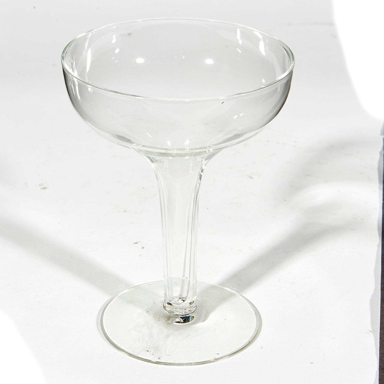 American 1950s Hollow Glass Stem Coupes, Set of 8 For Sale