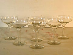 1950s Hollow Stem Glass Coupes, Set of 6