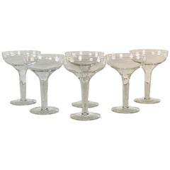 Retro 1950s Hollow Stem Glass Coupes, Set of 6