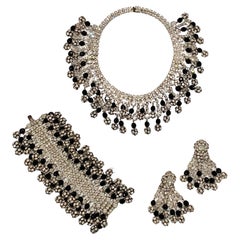 1950s Hollywood Glamor  Rhinestone Necklace, Bracelet & Earring Parure