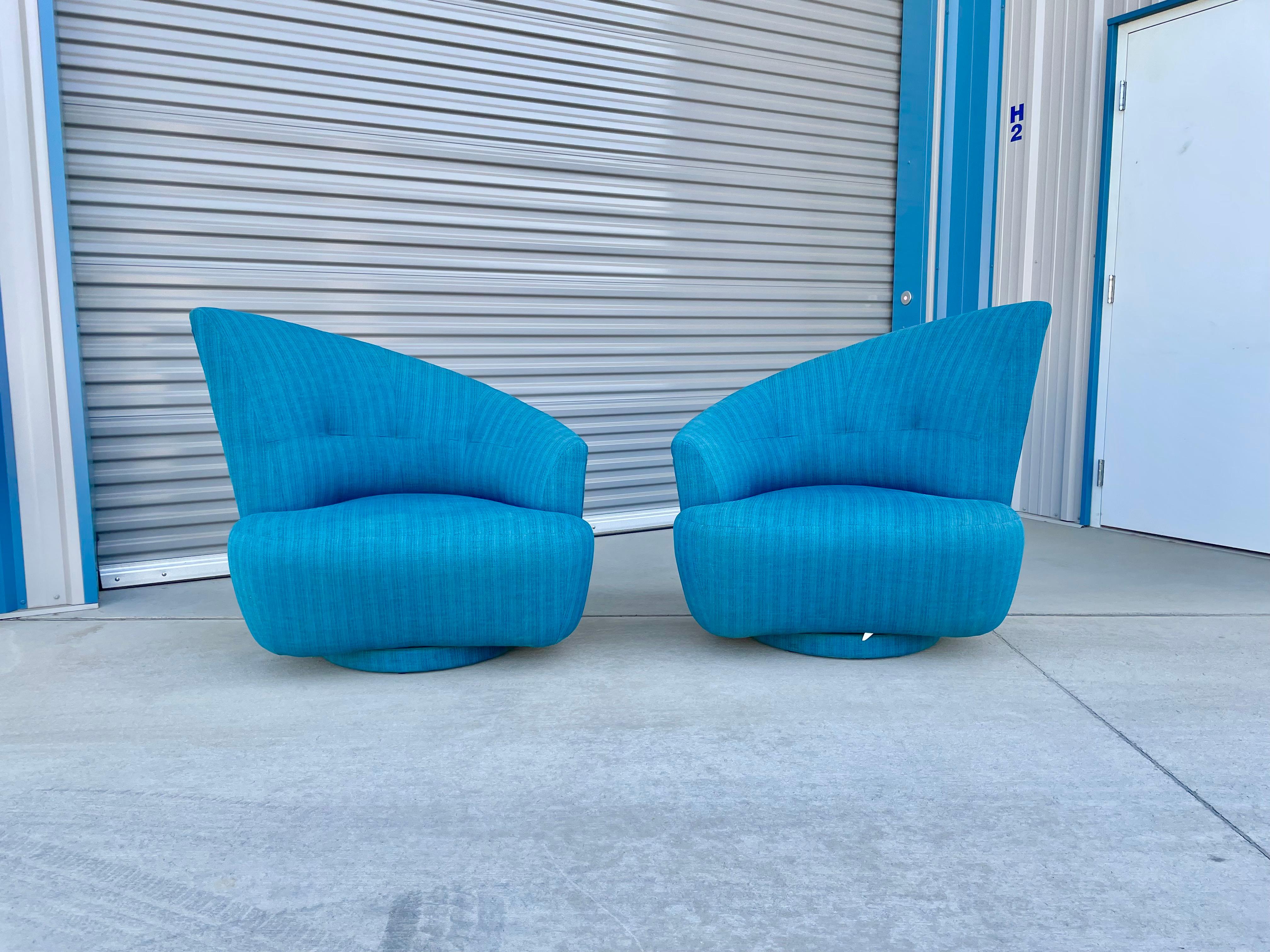 Mid-Century Modern 1950s Hollywood Regency Asymmetrical Swivel Chairs For Sale