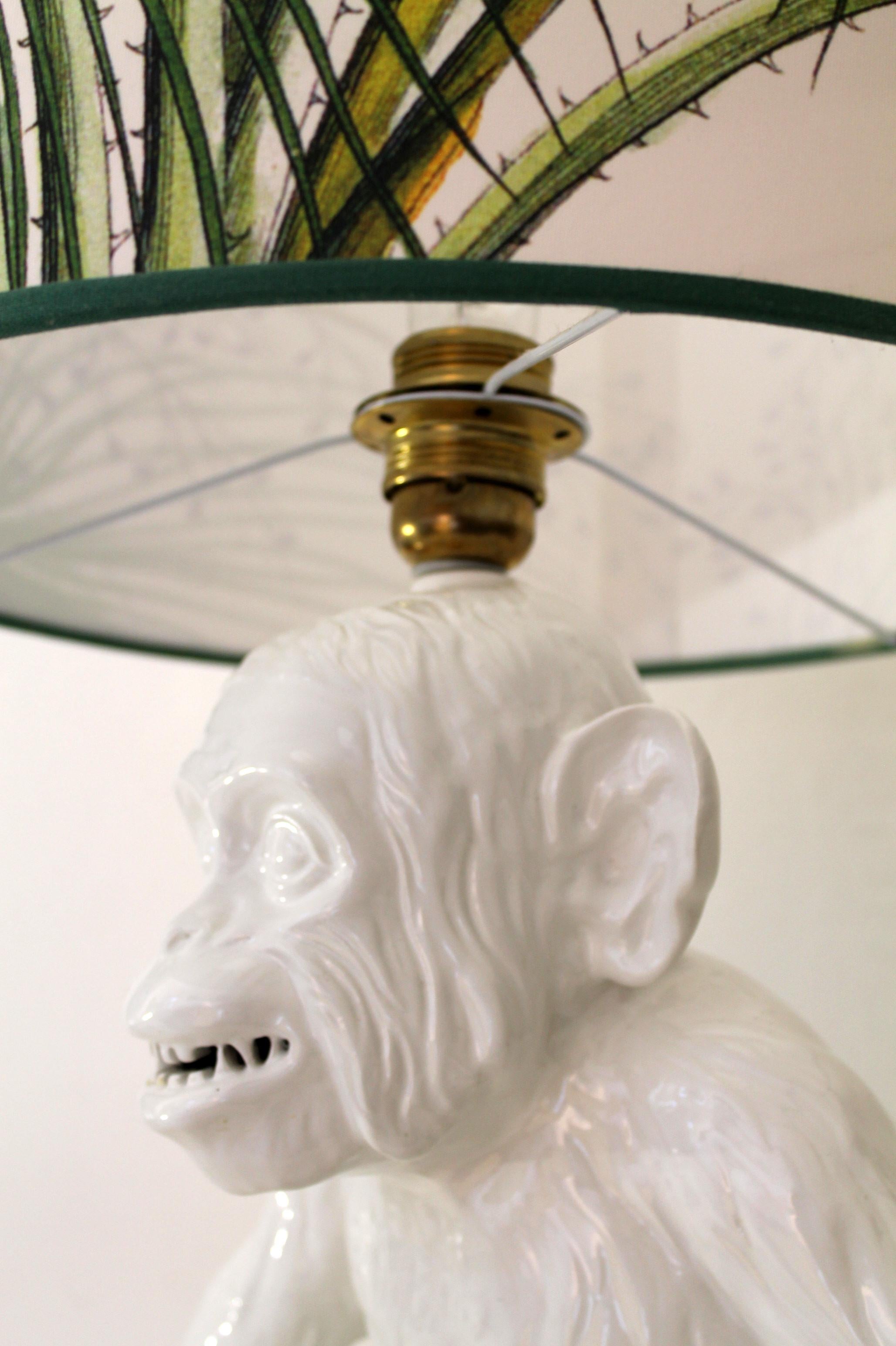 1950s Hollywood Regency Ceramic Monkey Table Lamp Mint Condition For Sale 8