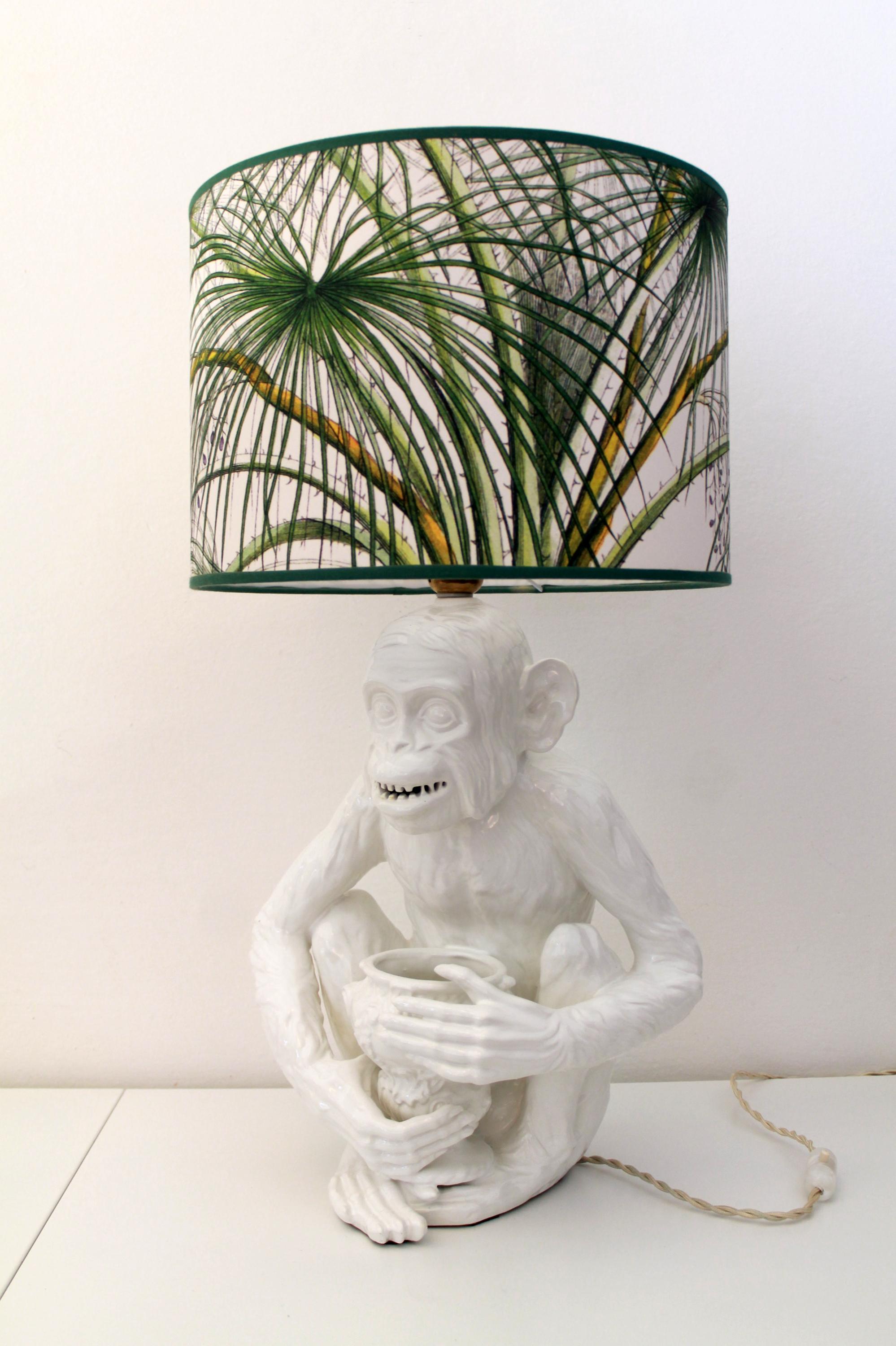 Mid-20th Century 1950s Hollywood Regency Ceramic Monkey Table Lamp Mint Condition For Sale