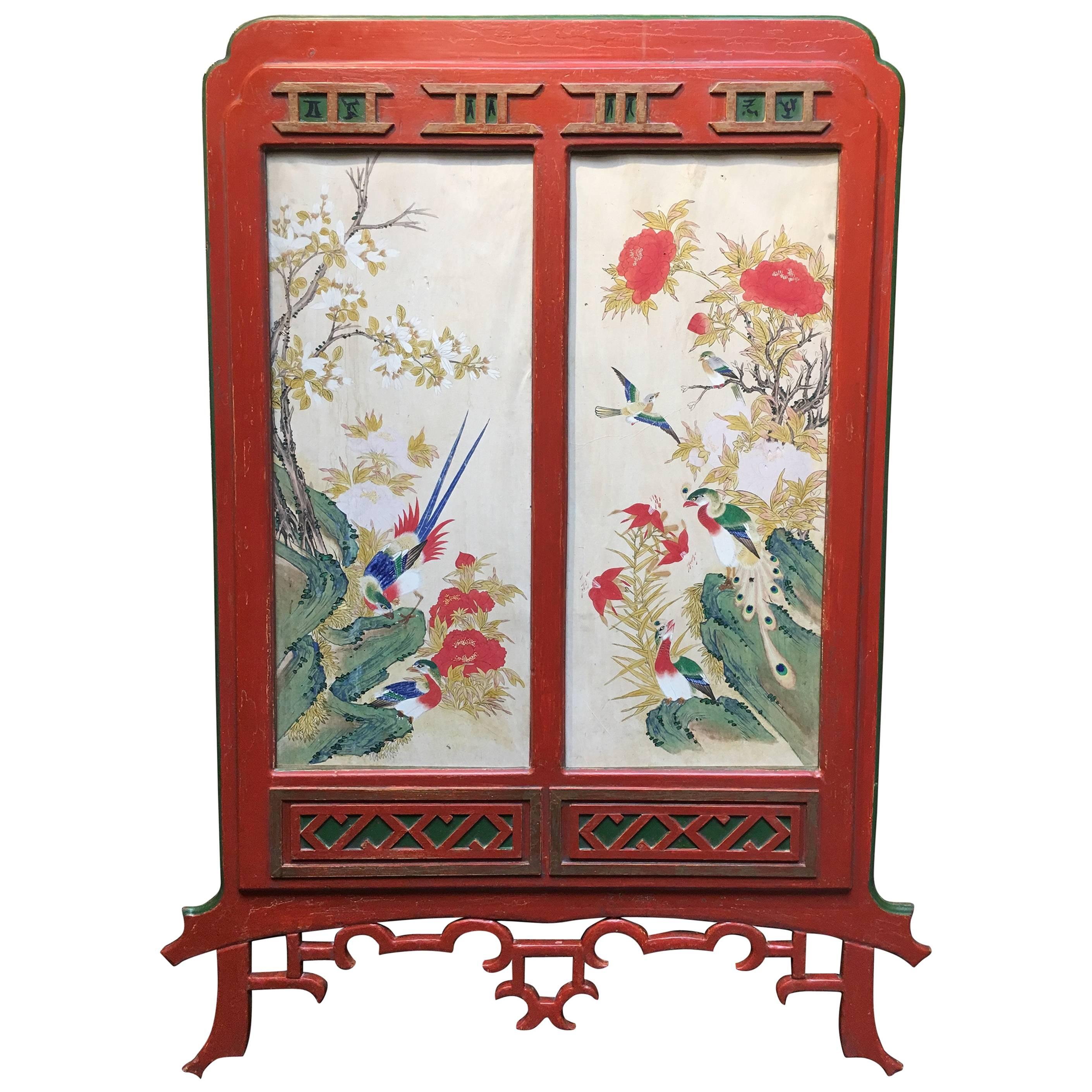 1950s Hollywood Regency Chinoiserie Framed Korean Painting