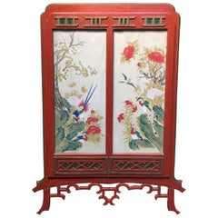 Peinture coréenne encadrée de style Hollywood Regency des années 1950 avec chinoiserie