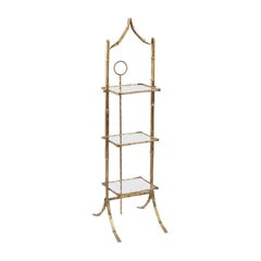 1950s Hollywood Regency Faux Bamboo Pagoda Three-Tier Étagère