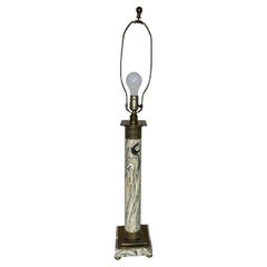 1950s Hollywood Regency Faux Marble Brass Lamp