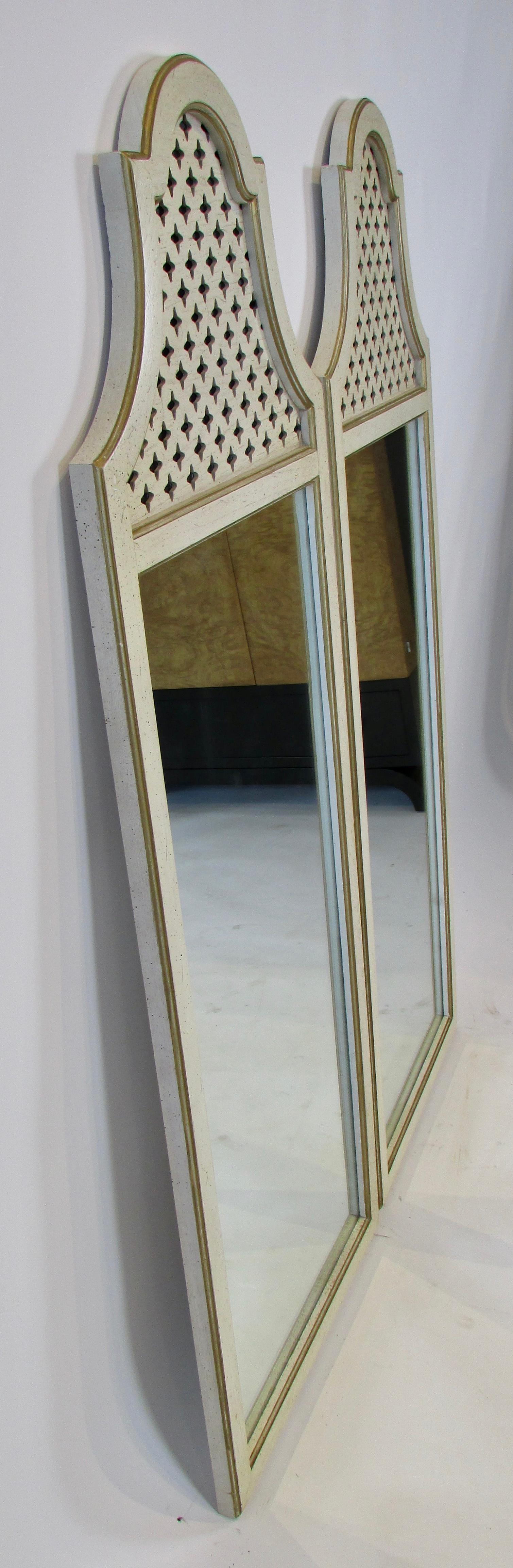 1950s Hollywood Regency Fretwork Style Mirror Pair For Sale 6