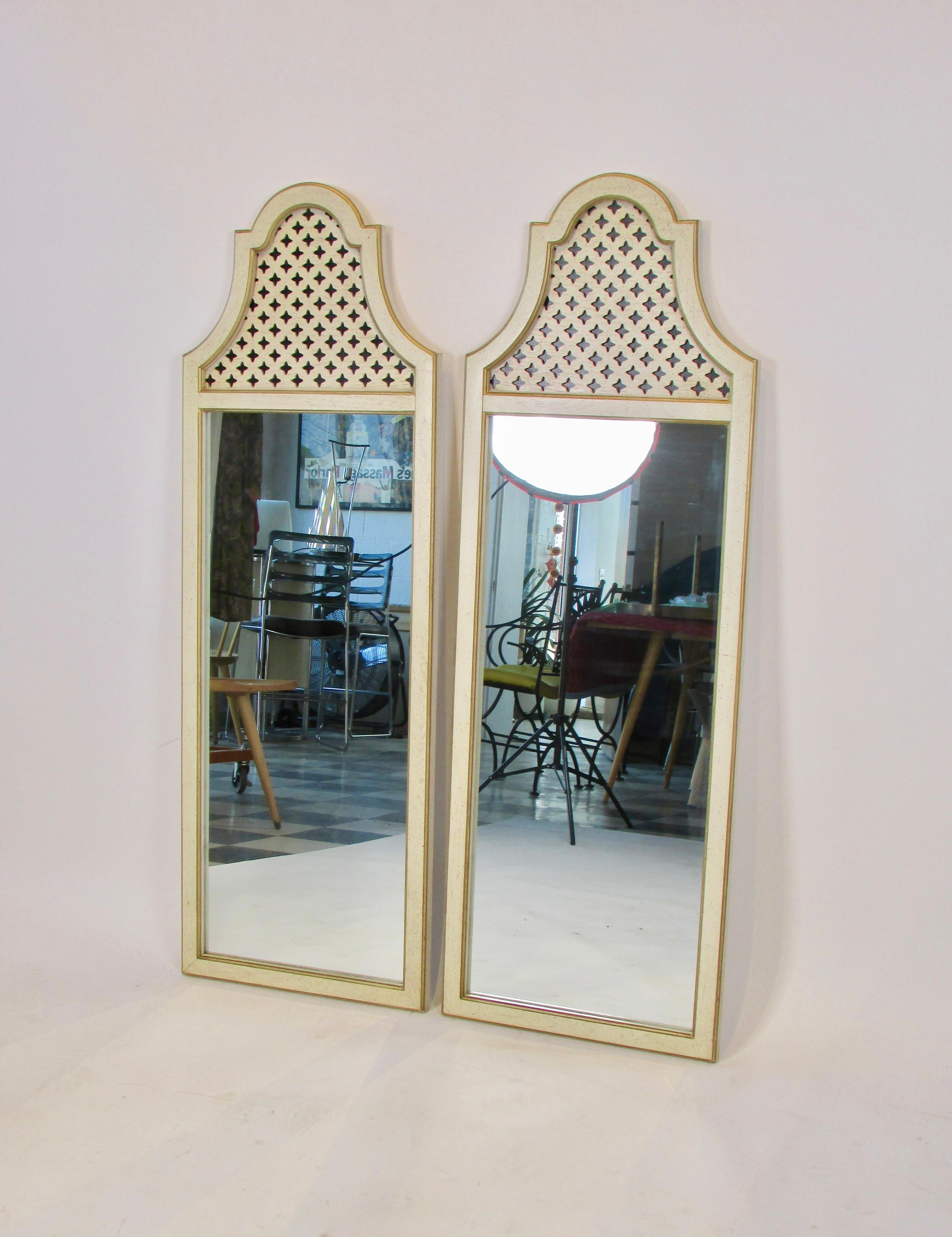 1950s Hollywood Regency Fretwork Style Mirror Pair In Good Condition For Sale In Ferndale, MI
