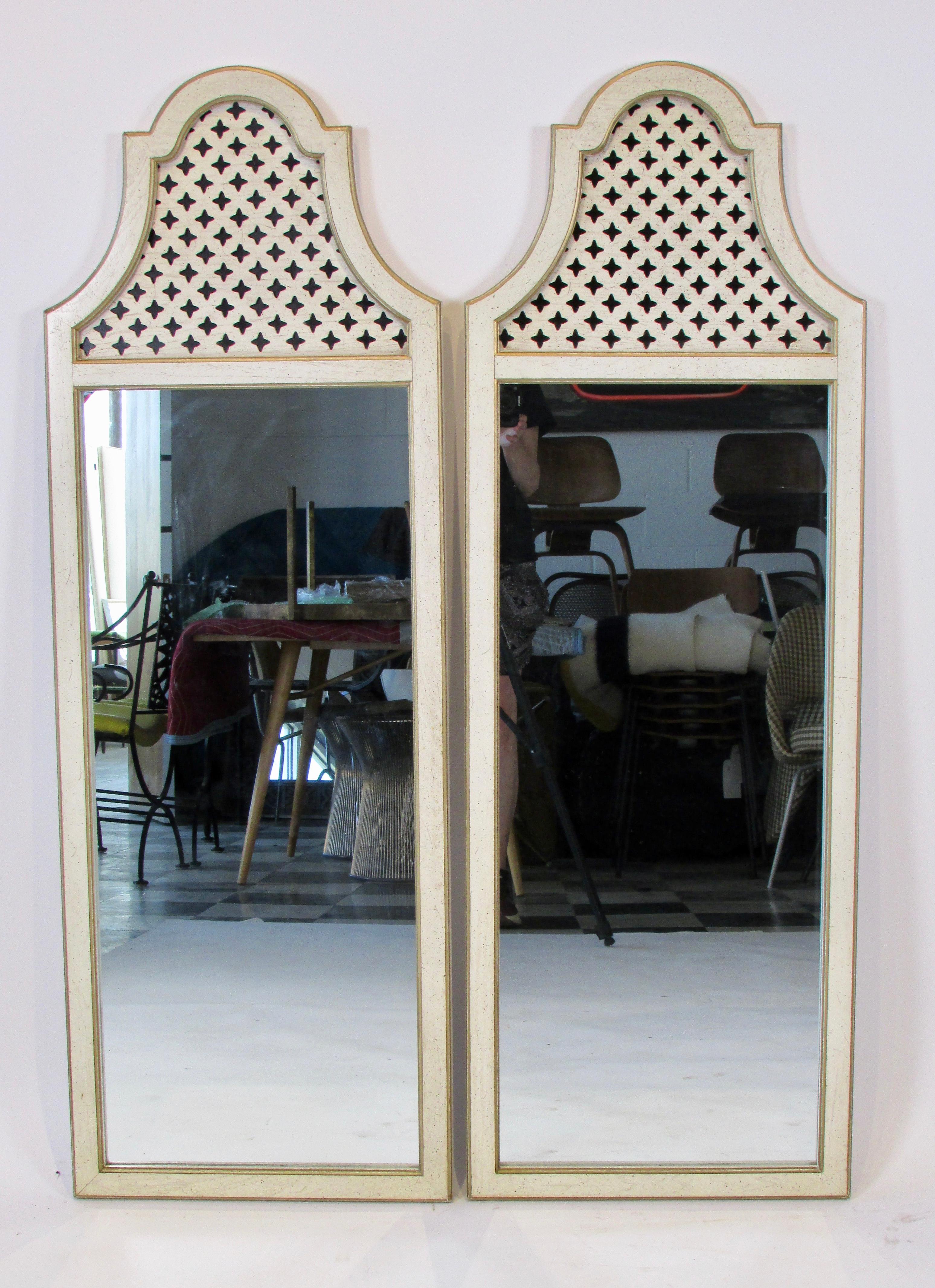 1950s Hollywood Regency Fretwork Style Mirror Pair For Sale 1