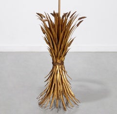 1950's Hollywood Regency Gilt Metal Wheatsheaf Floor Lamp by Marbro Lamp Co. USA