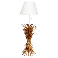 1950's Hollywood Regency Gilt Metal Wheatsheaf Floor Lamp by Marbro Lamp Co. USA