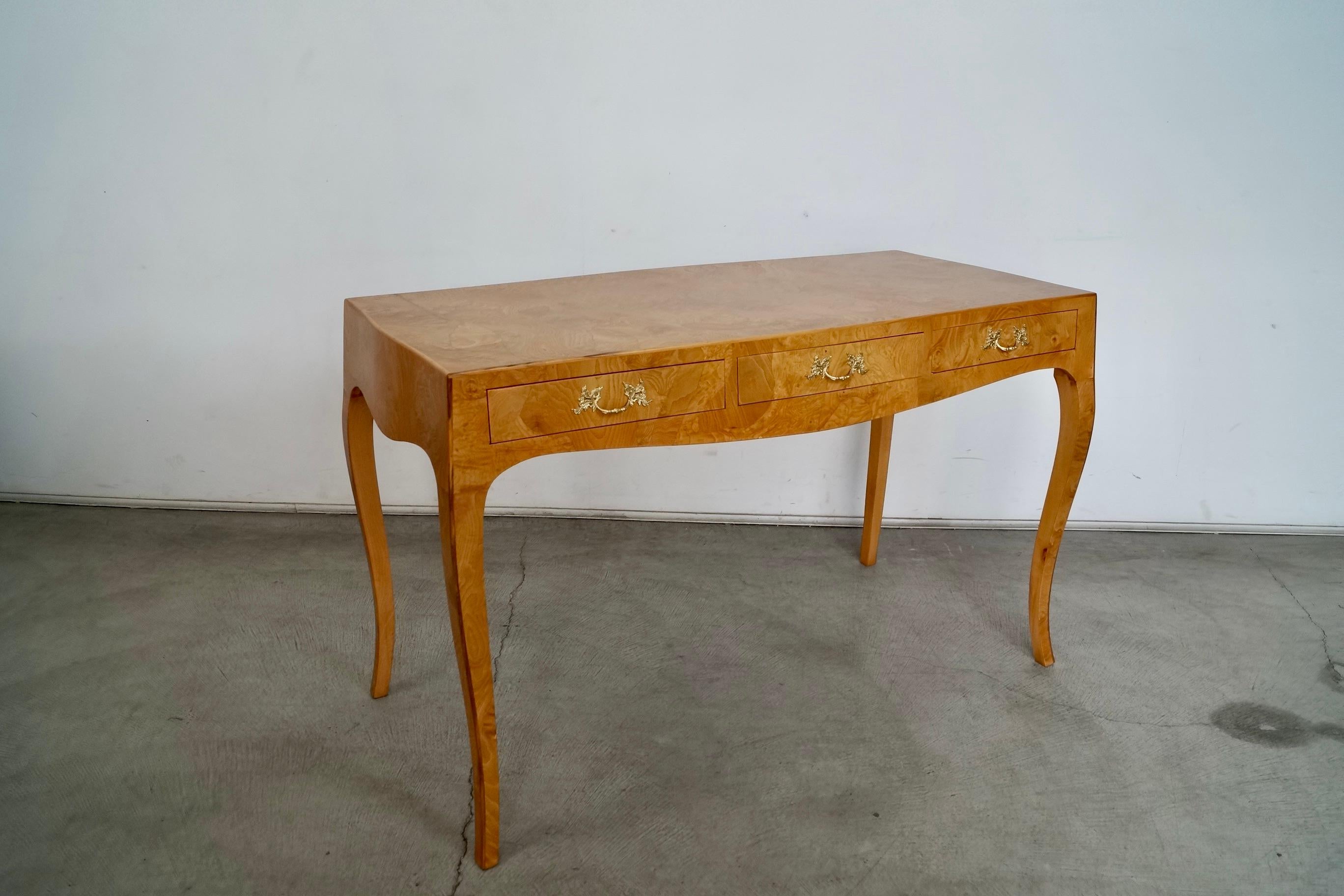 1950's Hollywood Regency Italian Oyster Patchwork Burl Wood Desk 5