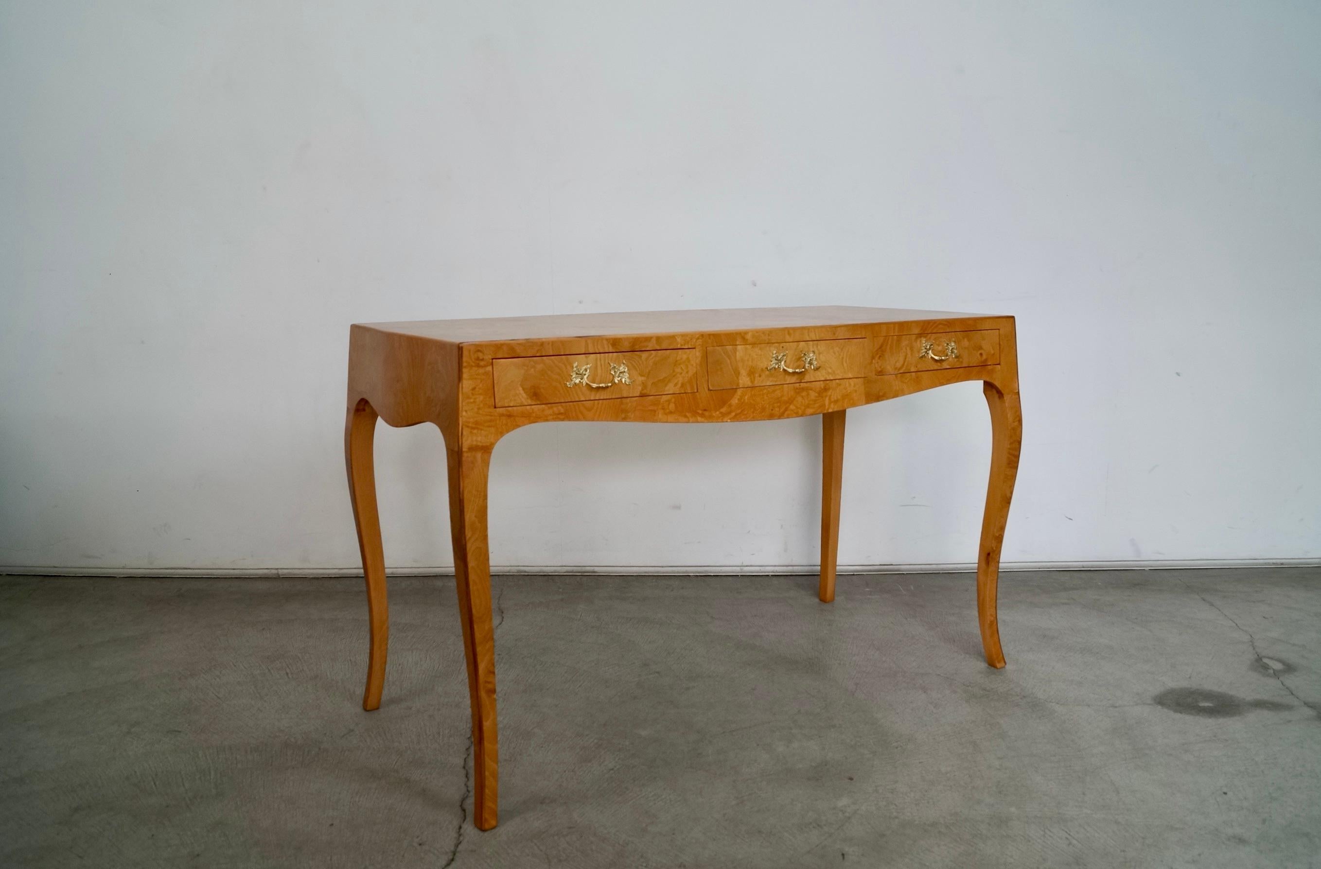 1950's Hollywood Regency Italian Oyster Patchwork Burl Wood Desk 6