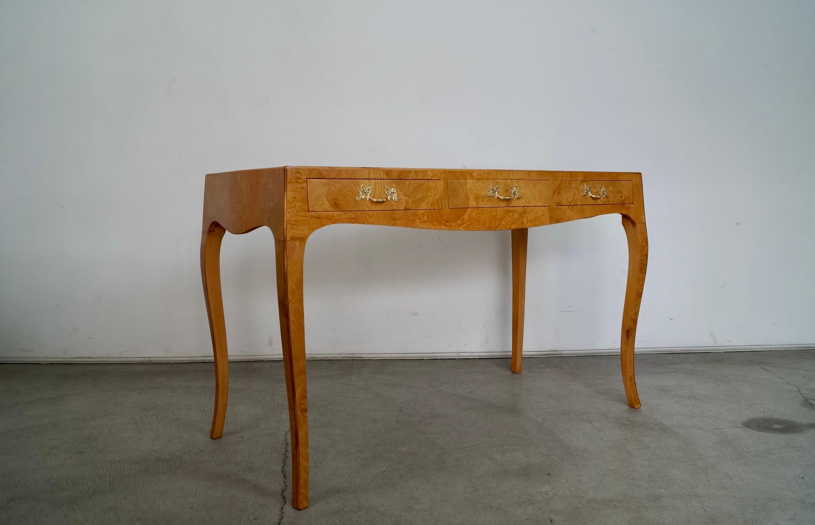 1950's Hollywood Regency Italian Oyster Patchwork Burl Wood Desk 7