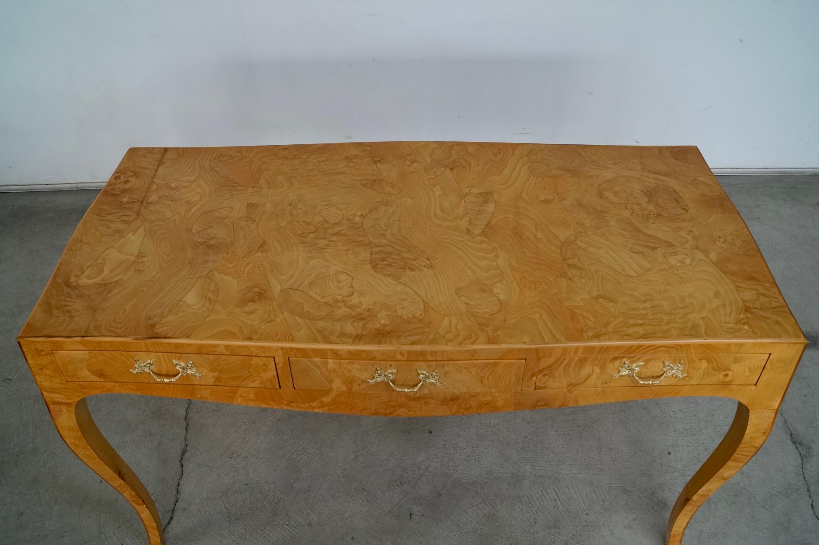 1950's Hollywood Regency Italian Oyster Patchwork Burl Wood Desk 9
