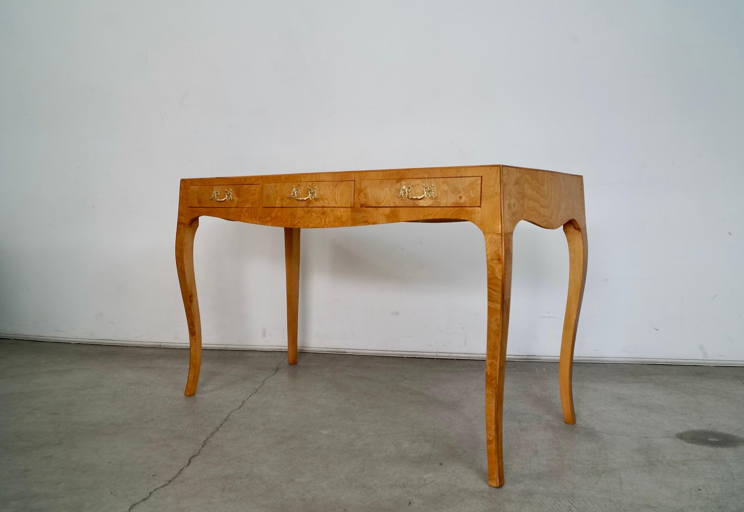 Mid-20th Century 1950's Hollywood Regency Italian Oyster Patchwork Burl Wood Desk