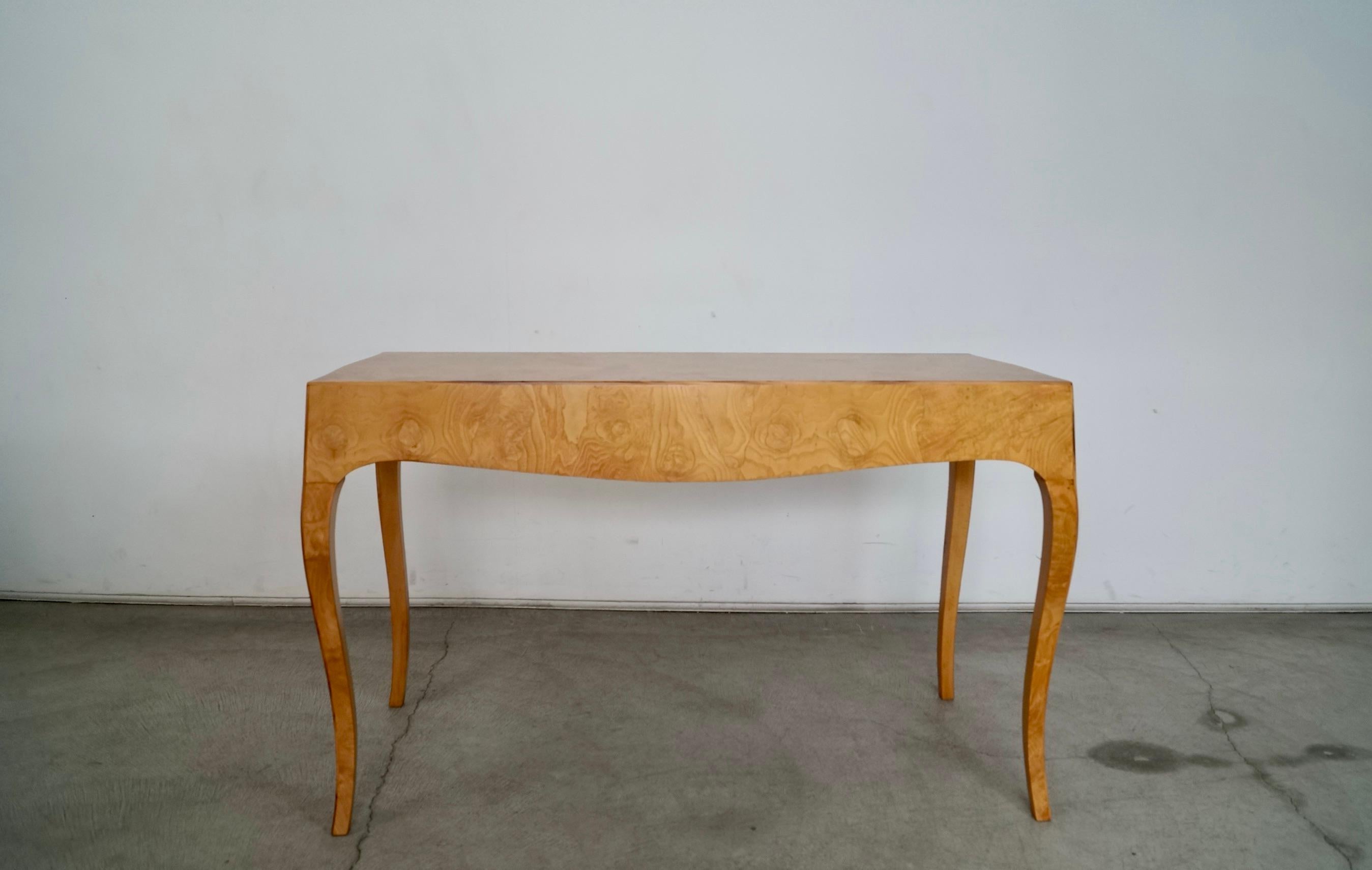 1950's Hollywood Regency Italian Oyster Patchwork Burl Wood Desk 4