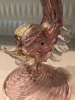 1950's Hollywood Regency Pink Murano Barovier & Toso "Fish" Dolphin Table Lamp