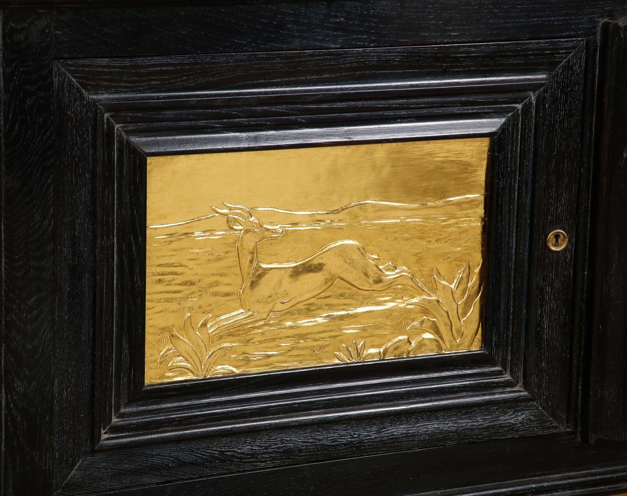 1950s Hollywood Regency Sideboard with Gilt Door Hunting Scene 4