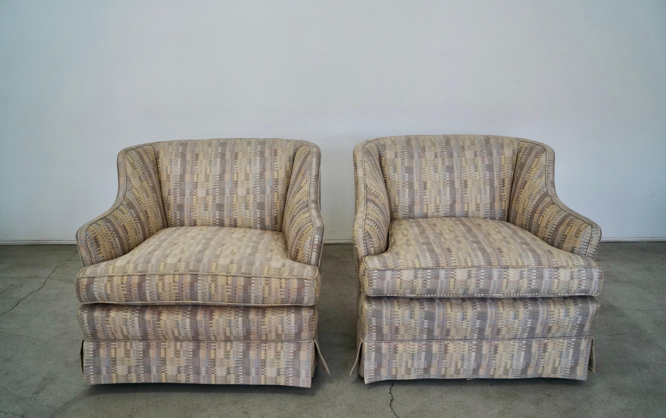 1950's Hollywood Regency Swivel Club Lounge Chairs - a Pair In Good Condition For Sale In Burbank, CA