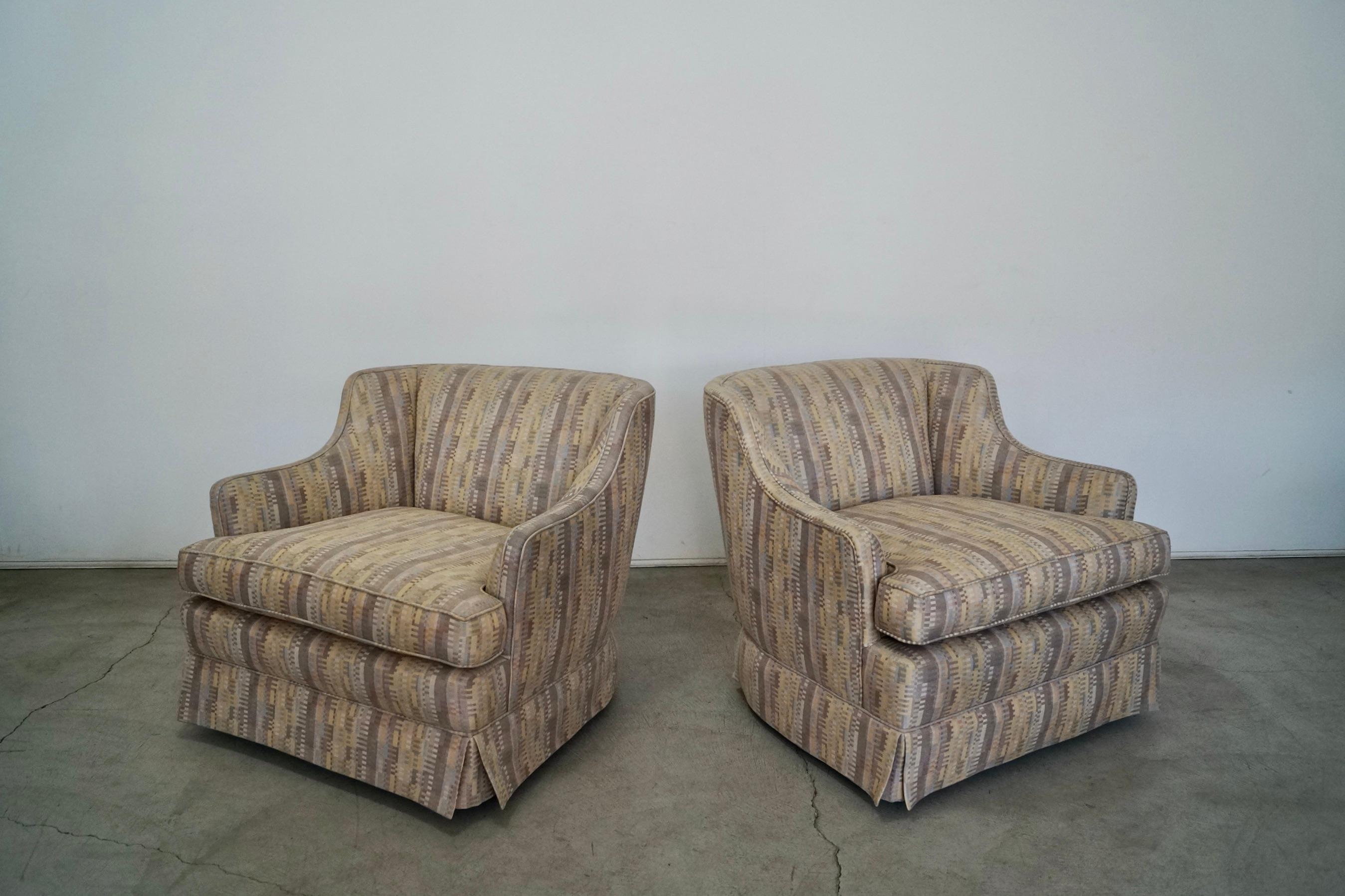 Mid-20th Century 1950's Hollywood Regency Swivel Club Lounge Chairs - a Pair For Sale