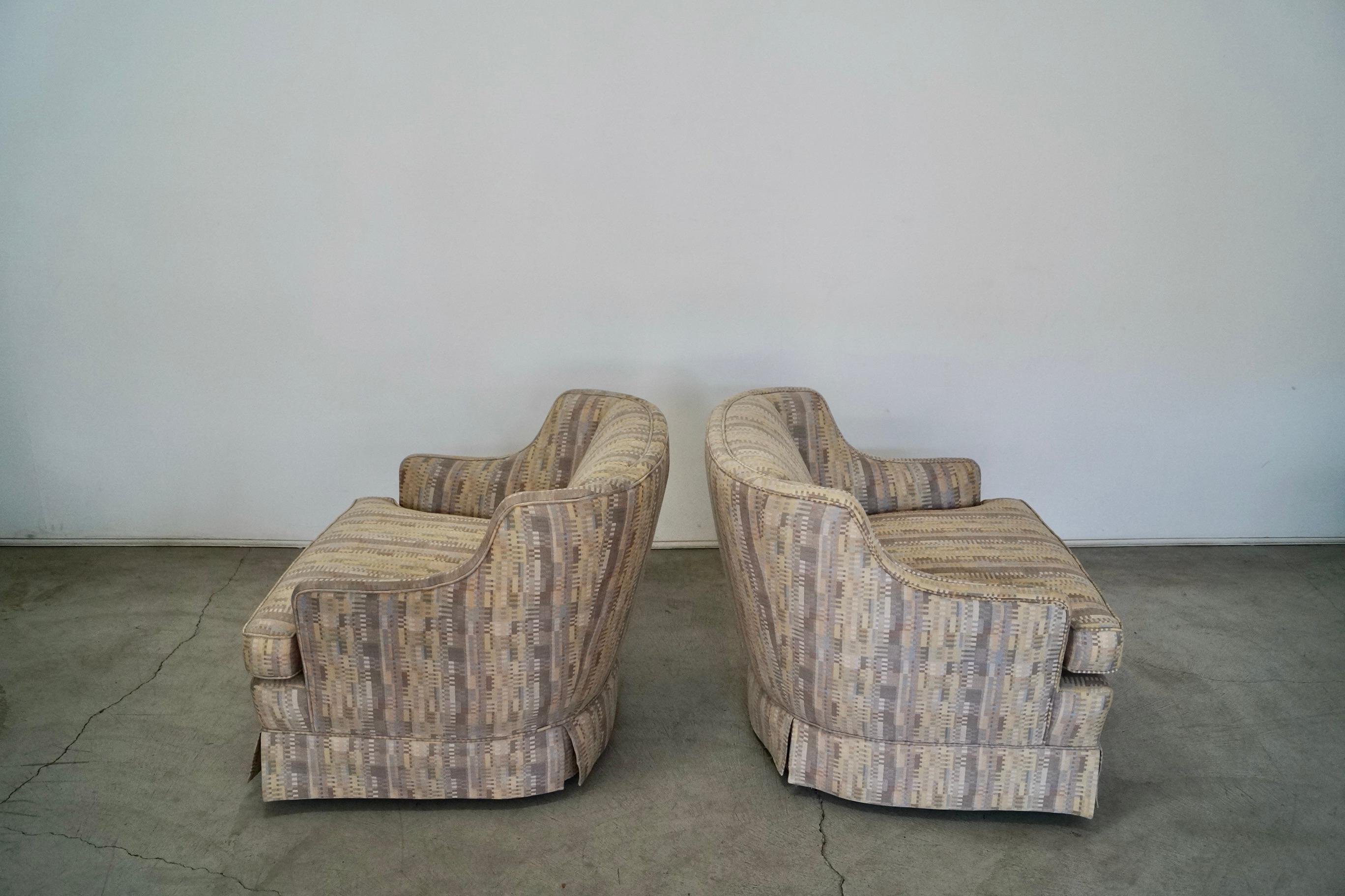 1950's Hollywood Regency Swivel Club Lounge Chairs - a Pair For Sale 1