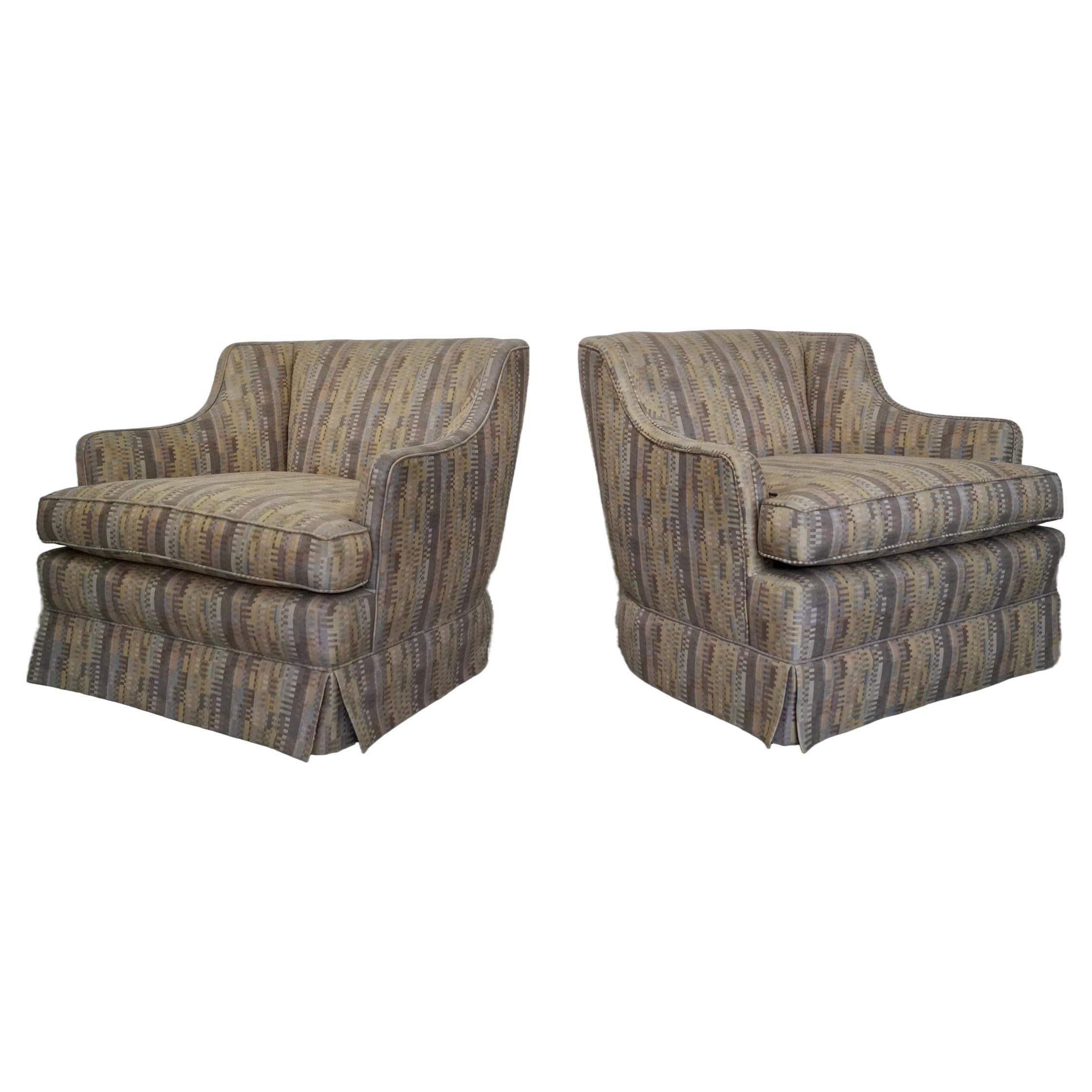 1950's Hollywood Regency Swivel Club Lounge Chairs - a Pair