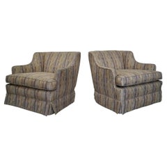 Retro 1950's Hollywood Regency Swivel Club Lounge Chairs - a Pair