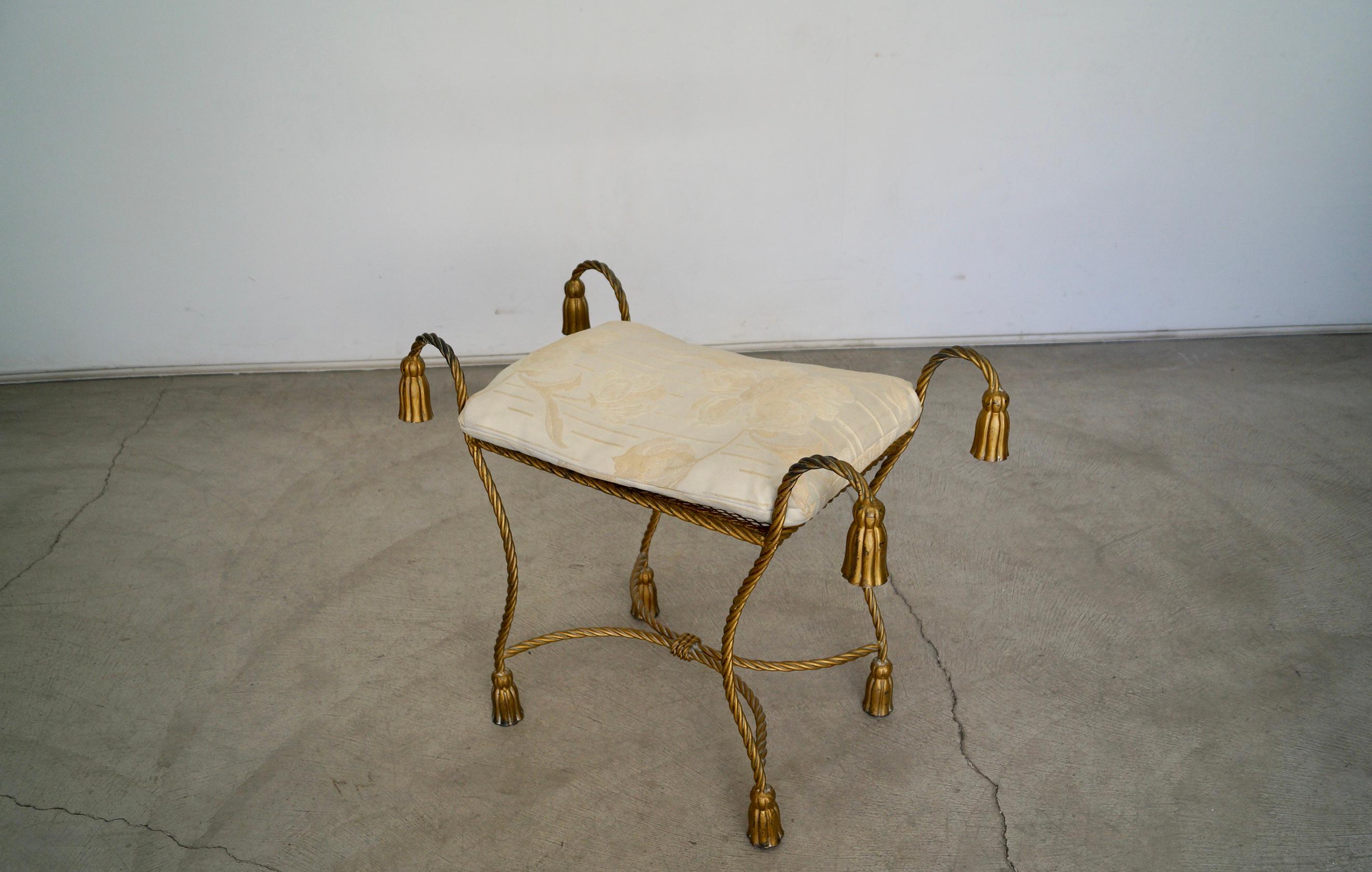 1950s Hollywood Regency Tassel Italian Vanity Stool 5