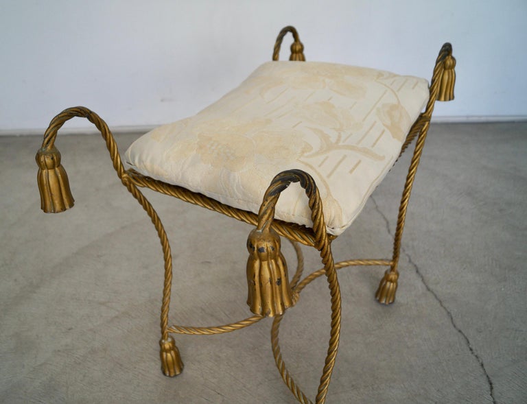 1950s Hollywood Regency Tassel Italian Vanity Stool For Sale at 1stDibs