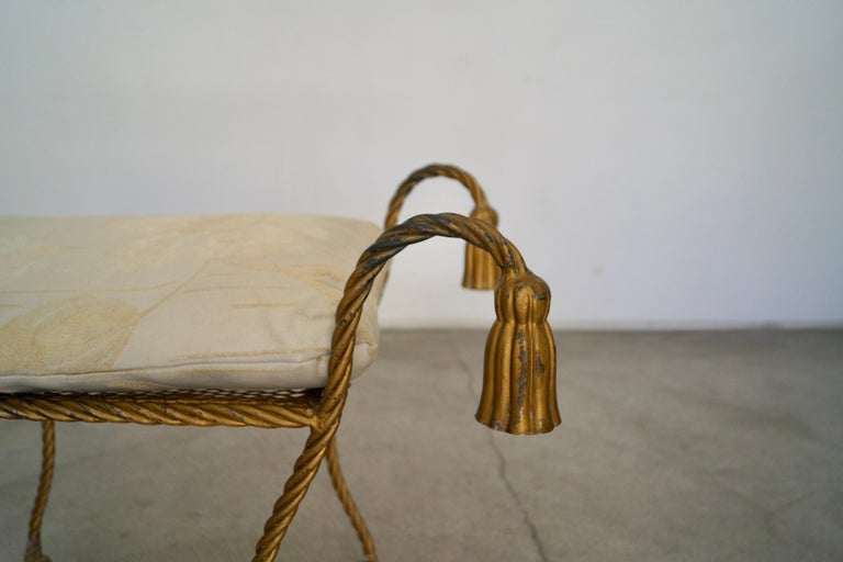 1950s Hollywood Regency Tassel Italian Vanity Stool For Sale at 1stDibs