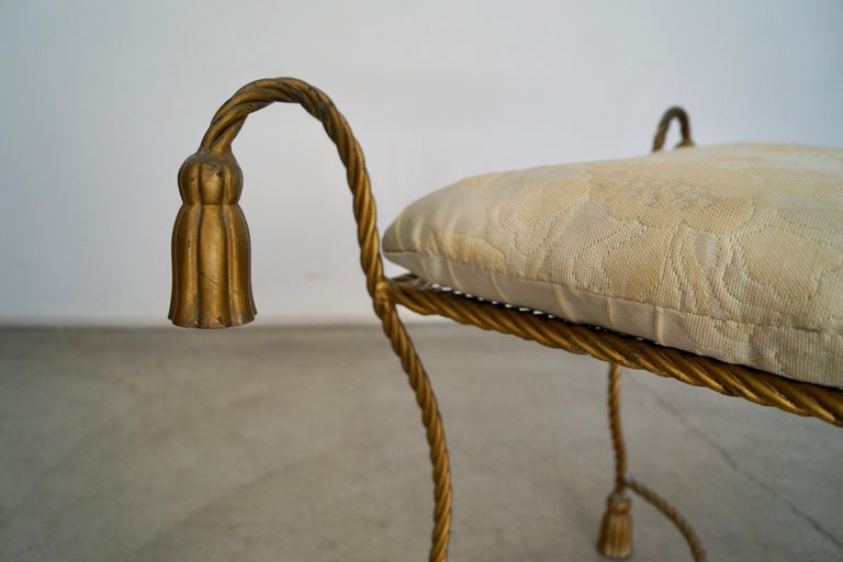 1950s Hollywood Regency Tassel Italian Vanity Stool For Sale at 1stDibs