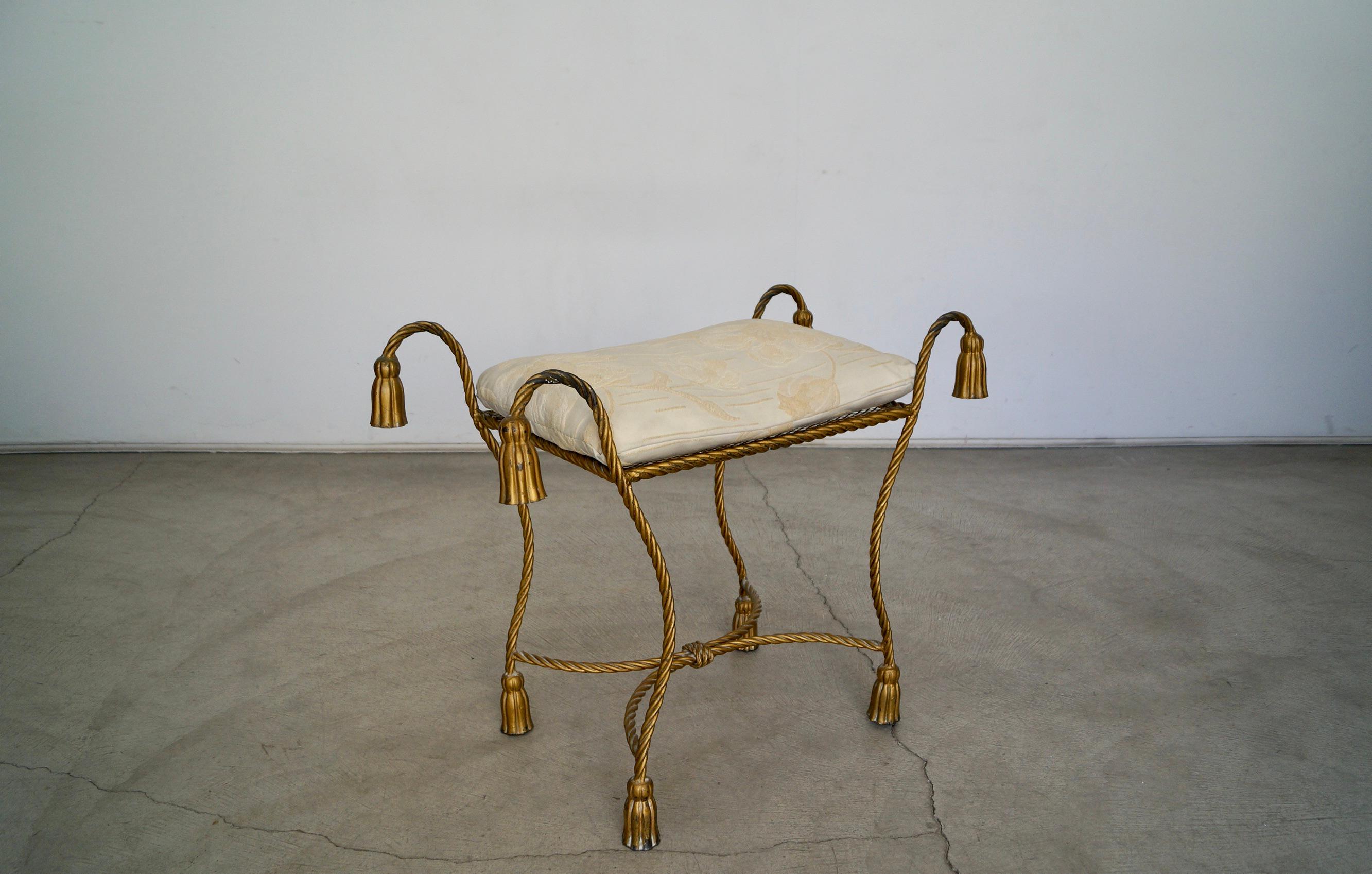 Mid-20th Century 1950s Hollywood Regency Tassel Italian Vanity Stool