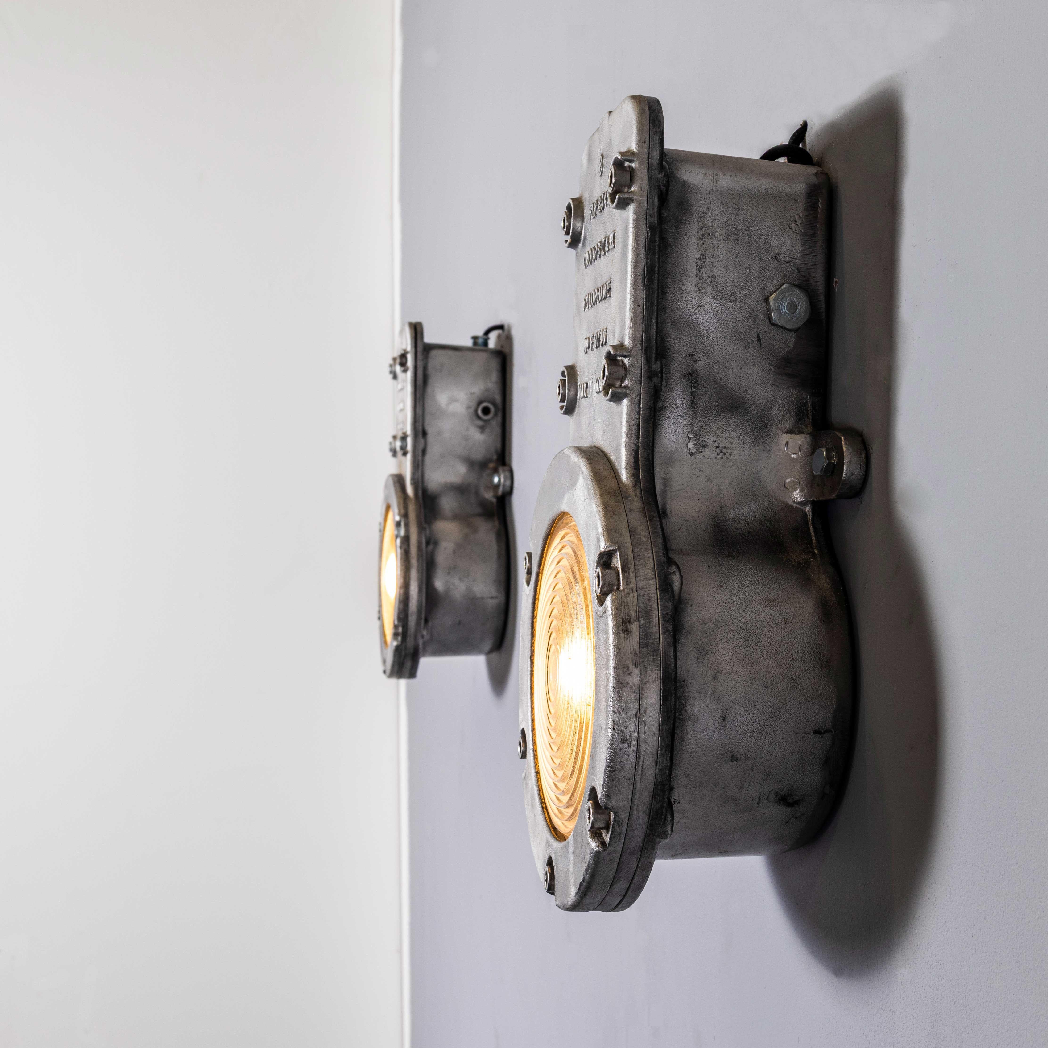 1950's Holophane Large Cast Bulkhead Lamp - Pair For Sale 5