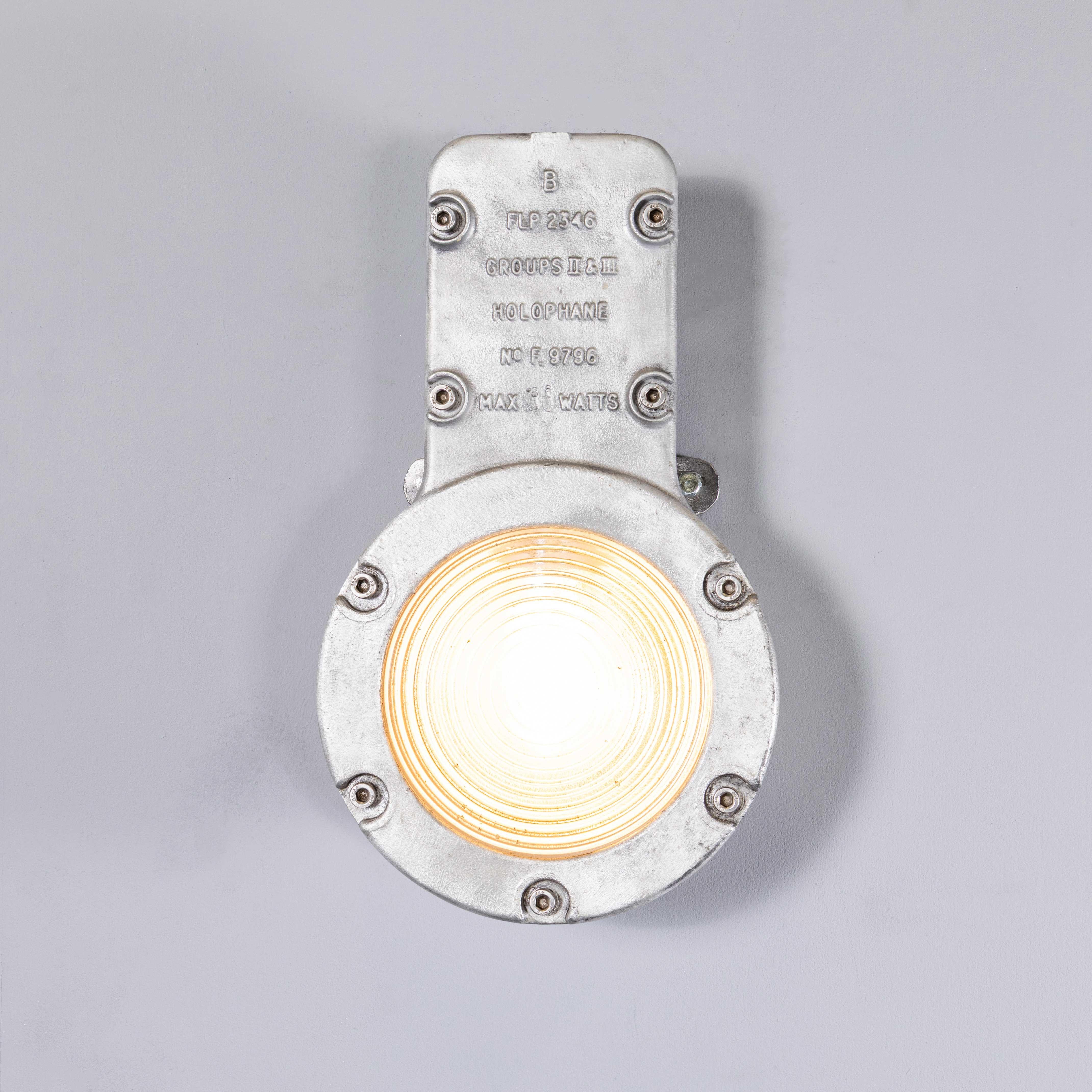 Mid-20th Century 1950's Holophane Large Cast Bulkhead Lamp - Pair For Sale