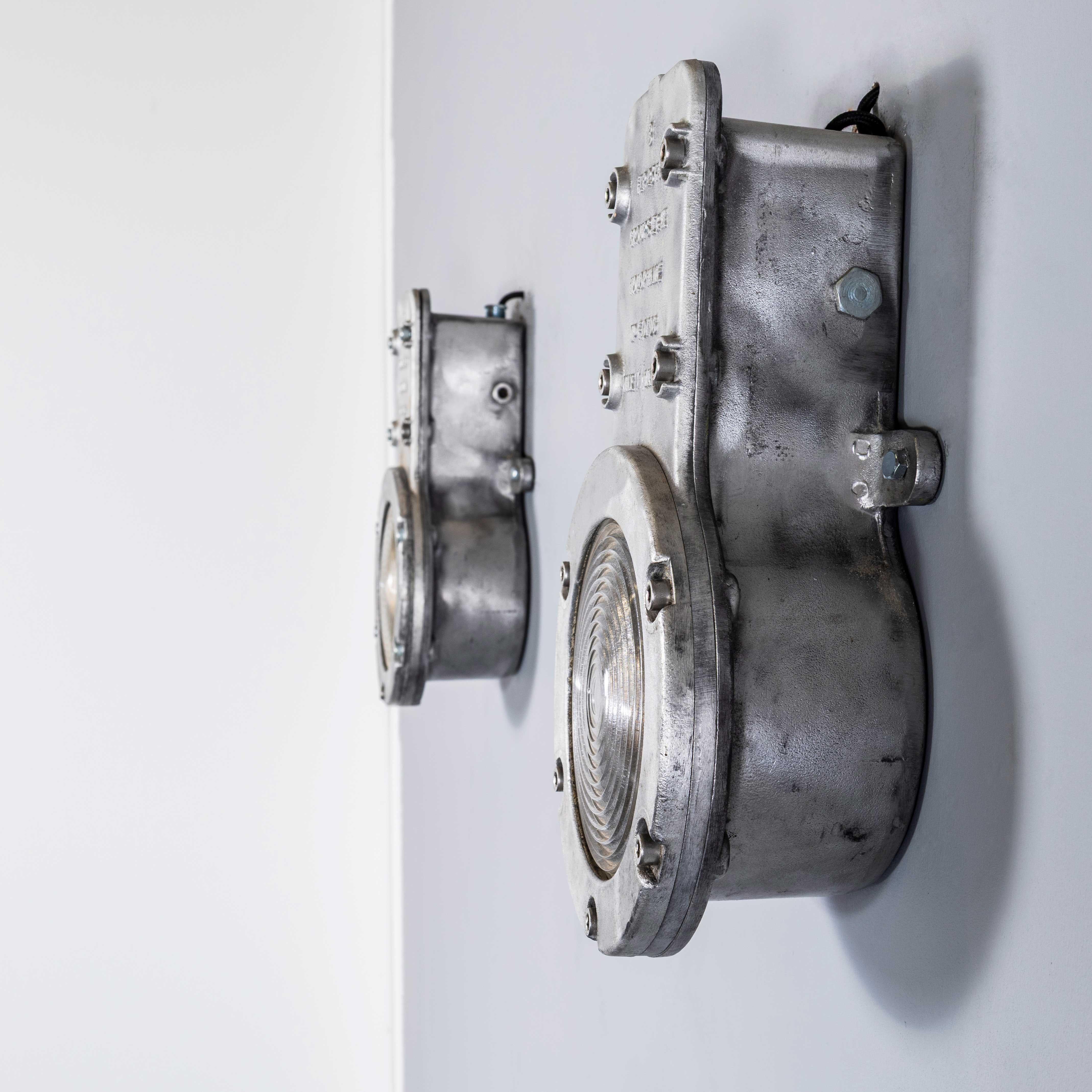 1950's Holophane Large Cast Bulkhead Lamp - Pair For Sale 1