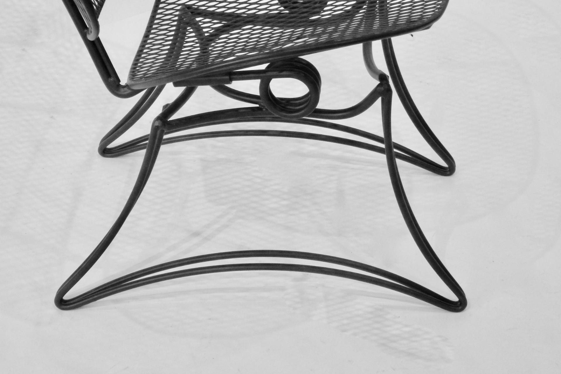 1950s Homecrest Wrought Iron Mesh Rocking Patio Chair 4