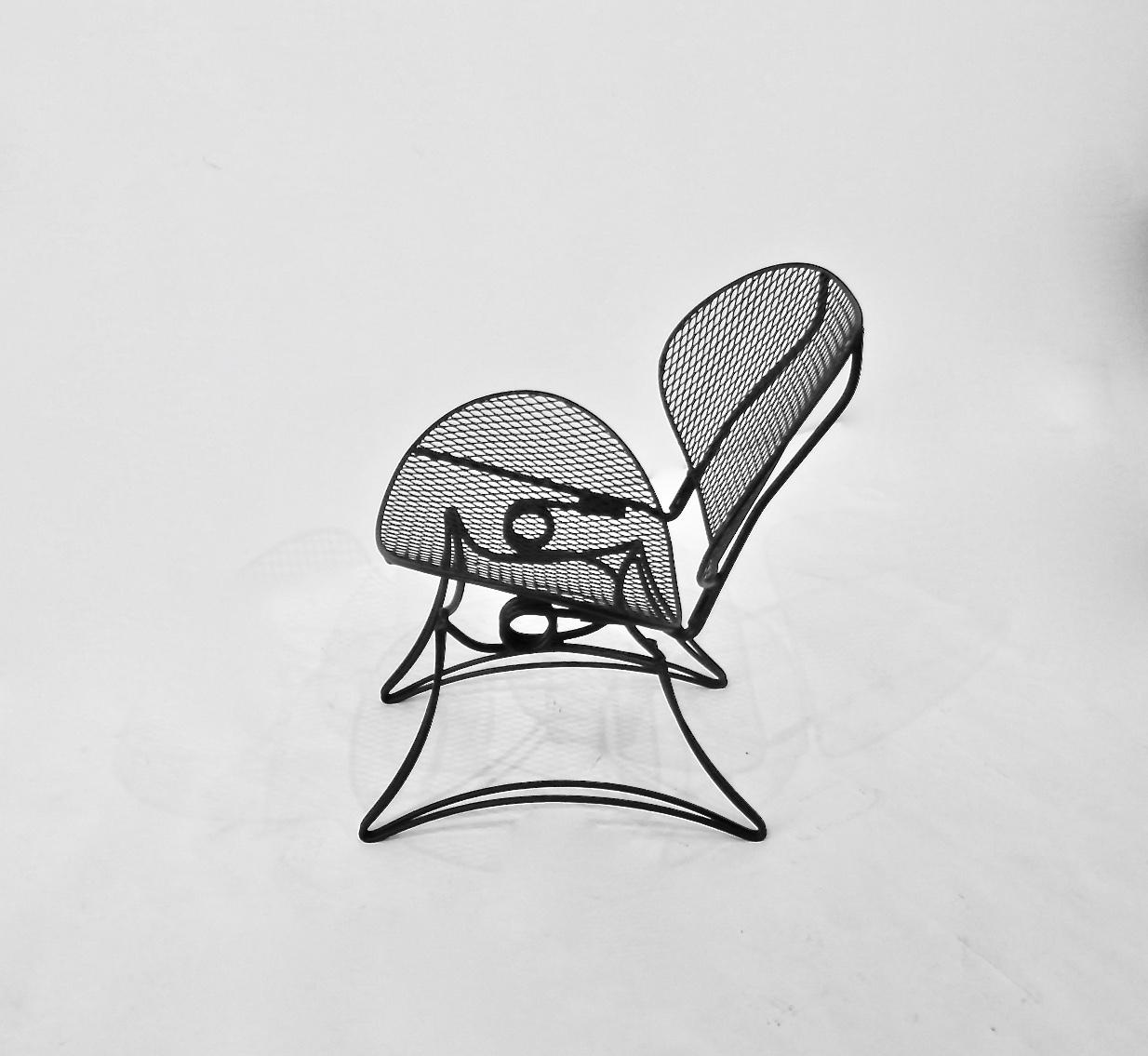 Mid-Century Modern 1950s Homecrest Wrought Iron Mesh Rocking Patio Chair