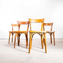 1950's Honey Baumann Single Bar Bentwood Dining Chairs - Set Of Four