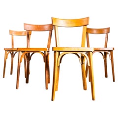 1950's Honey Baumann Single Bar Bentwood Dining Chairs - Set Of Four