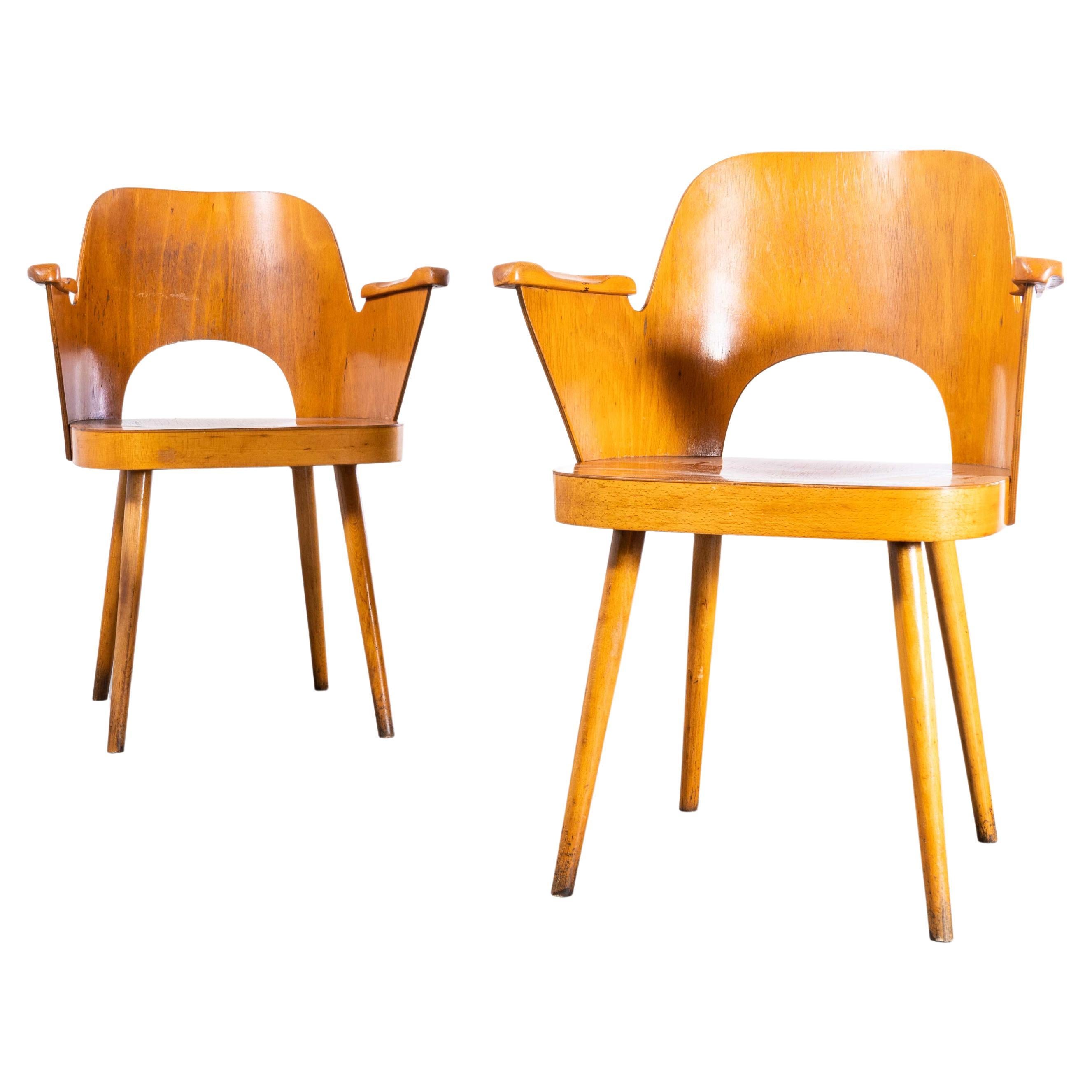 Sessel aus honigfarbener Buche aus den 1950er Jahren – Oswald Haerdtl, Modell 515, Paar (2454) im Angebot