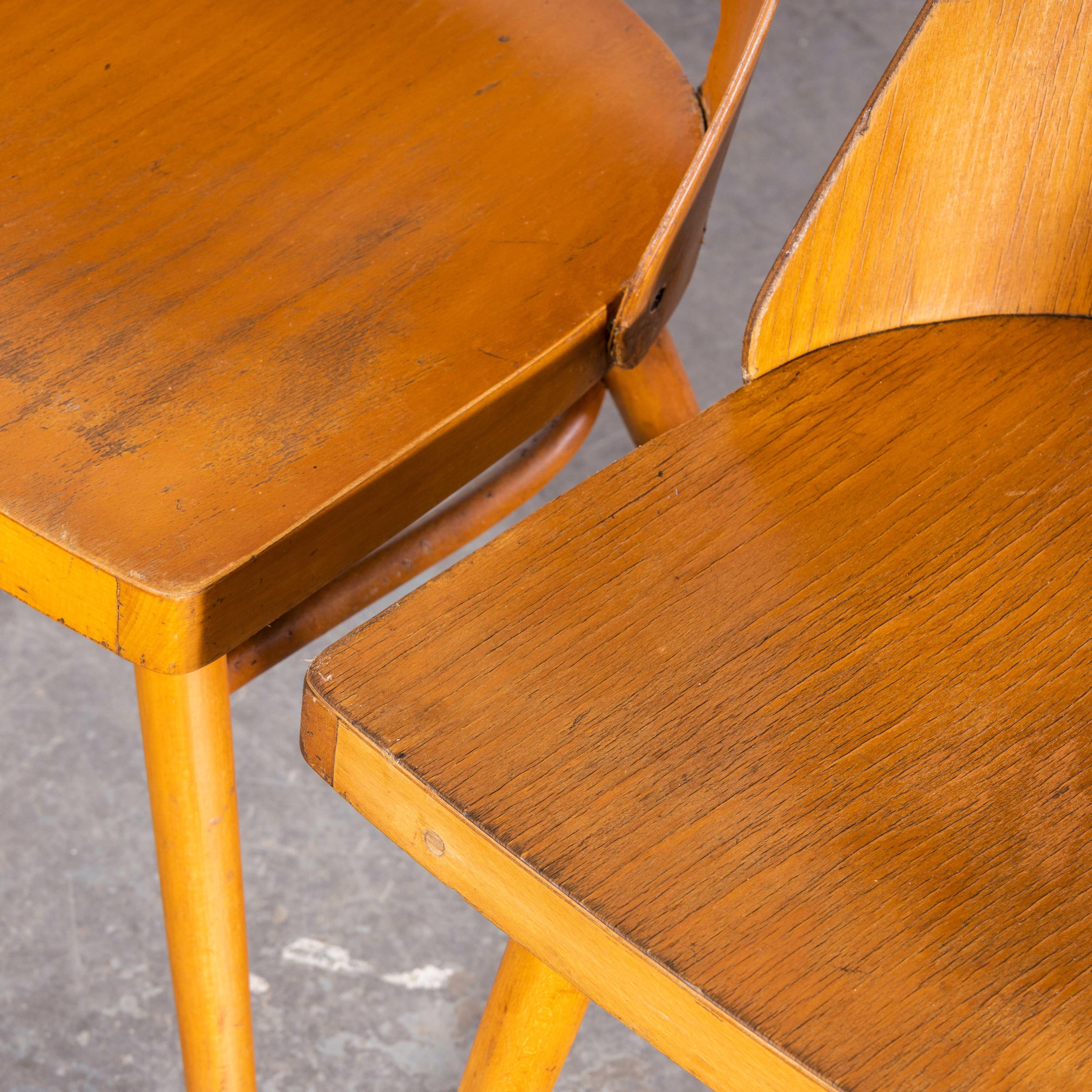1950's Honey Beech Dining Chairs By Radomir Hoffman For Ton - Pair For Sale 2