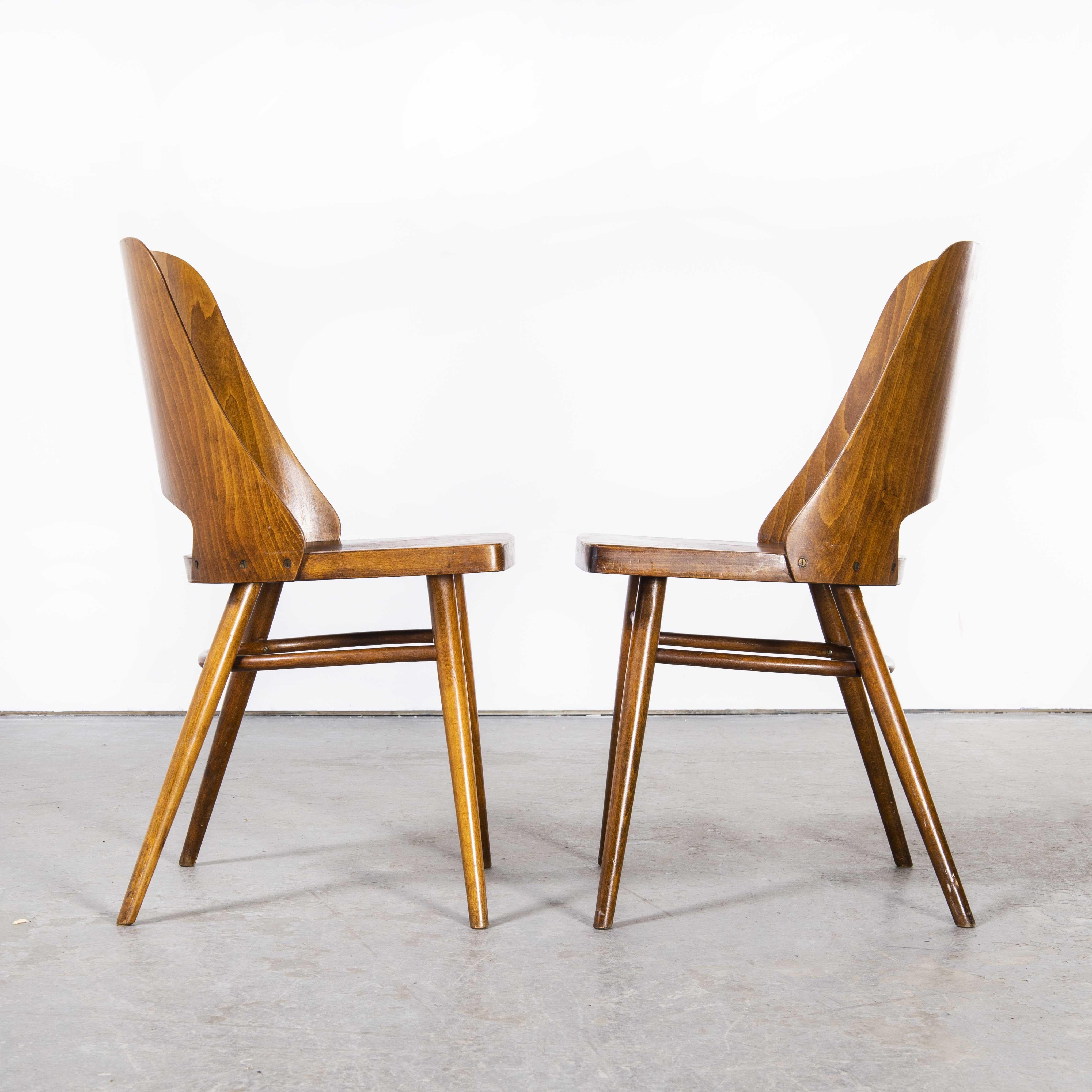 1950's Honey Beech Dining Chairs by Radomir Hoffman, Pair For Sale 5