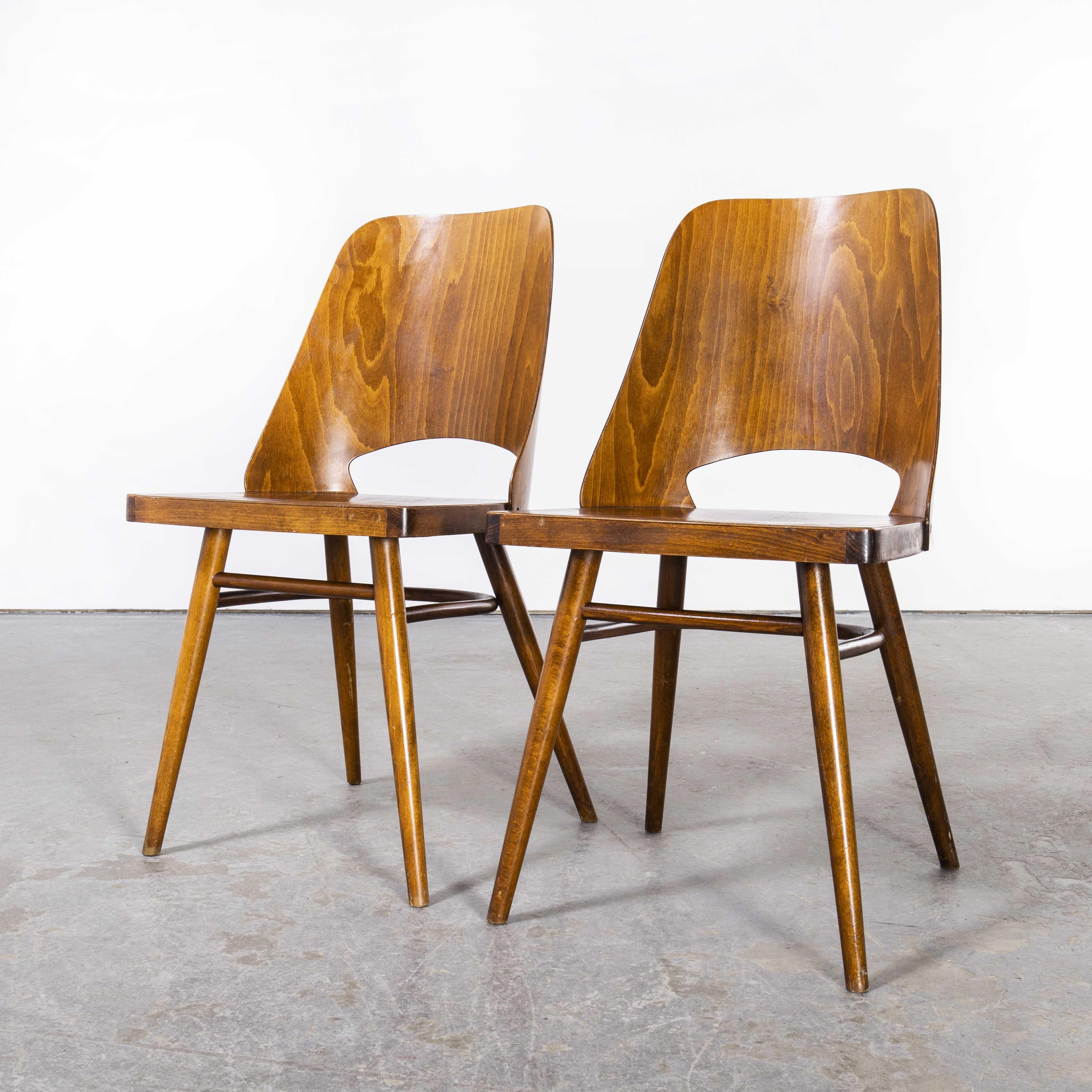 1950's Honey Beech Dining Chairs by Radomir Hoffman, Pair For Sale 1