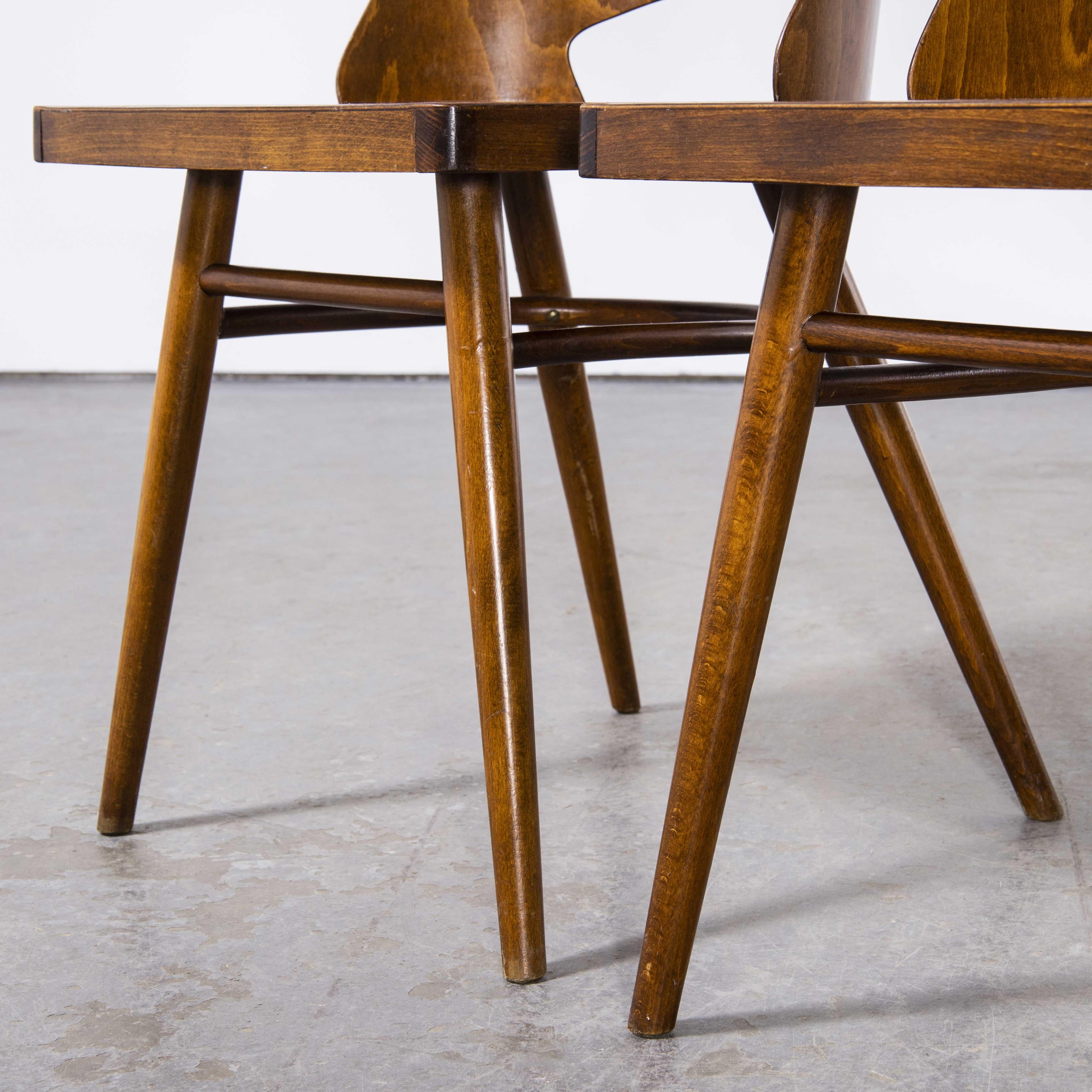 1950's Honey Beech Dining Chairs by Radomir Hoffman, Pair For Sale 2