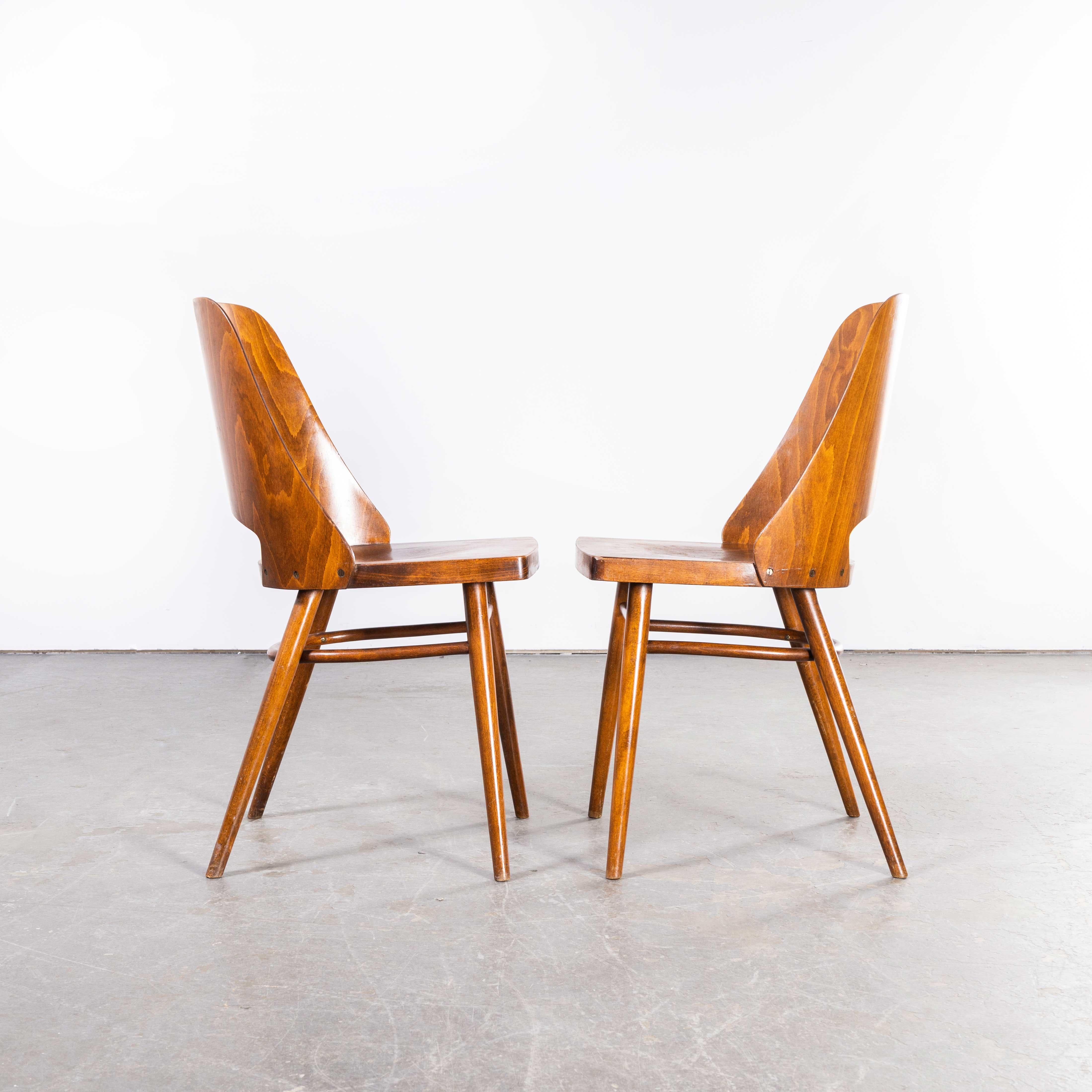 1950's Honey Beech Dining Chairs By Radomir Hoffman - Pair For Sale 2