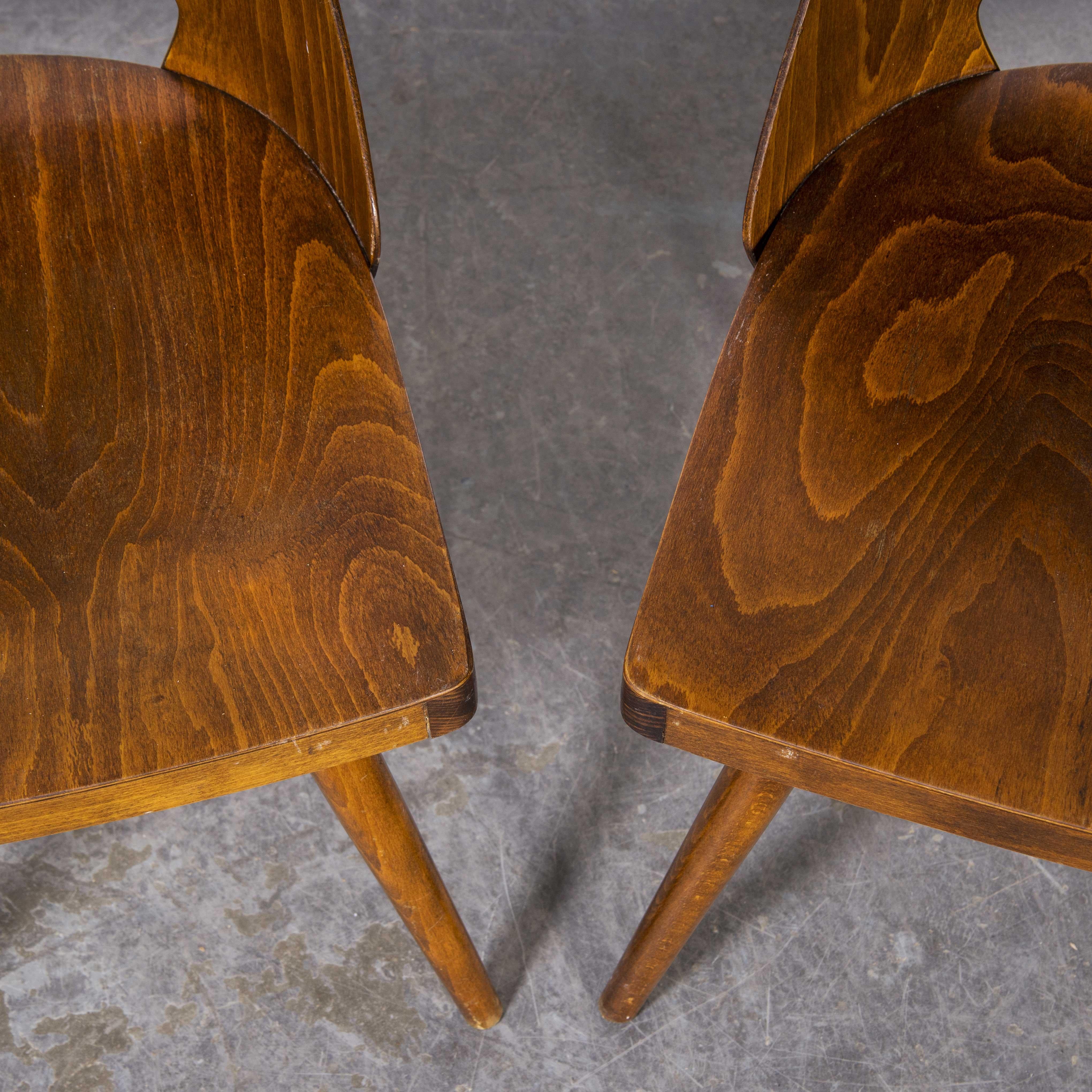 1950's Honey Beech Dining Chairs by Radomir Hoffman, Pair For Sale 3