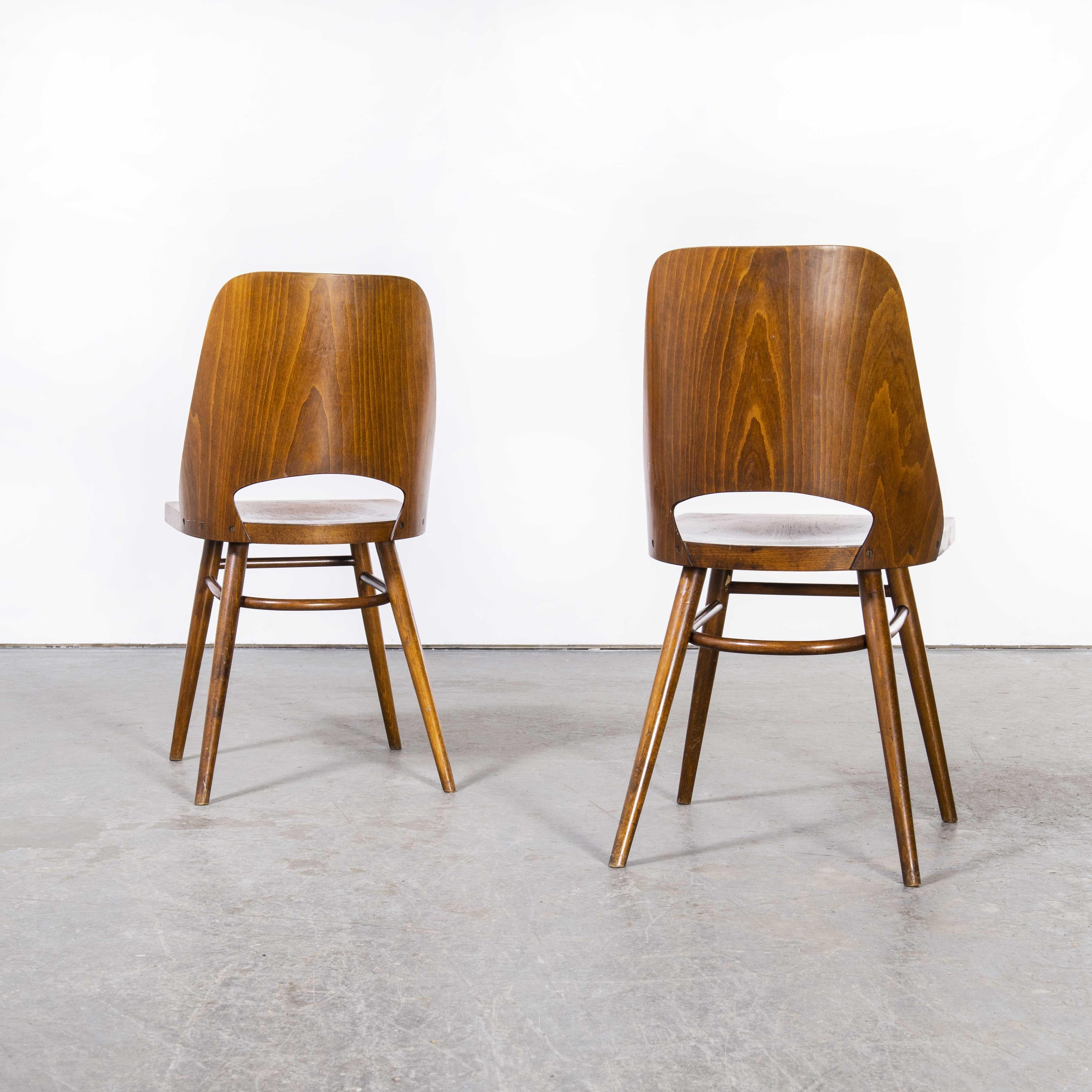 1950's Honey Beech Dining Chairs by Radomir Hoffman, Pair For Sale 4